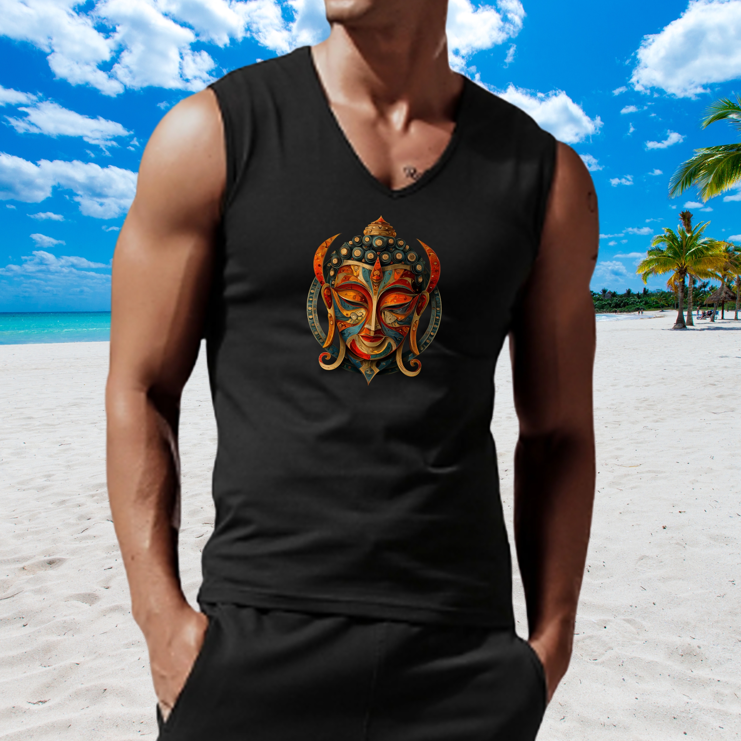Buddha Mask Portrait Unisex Jersey Tank Top  product thumbnail image