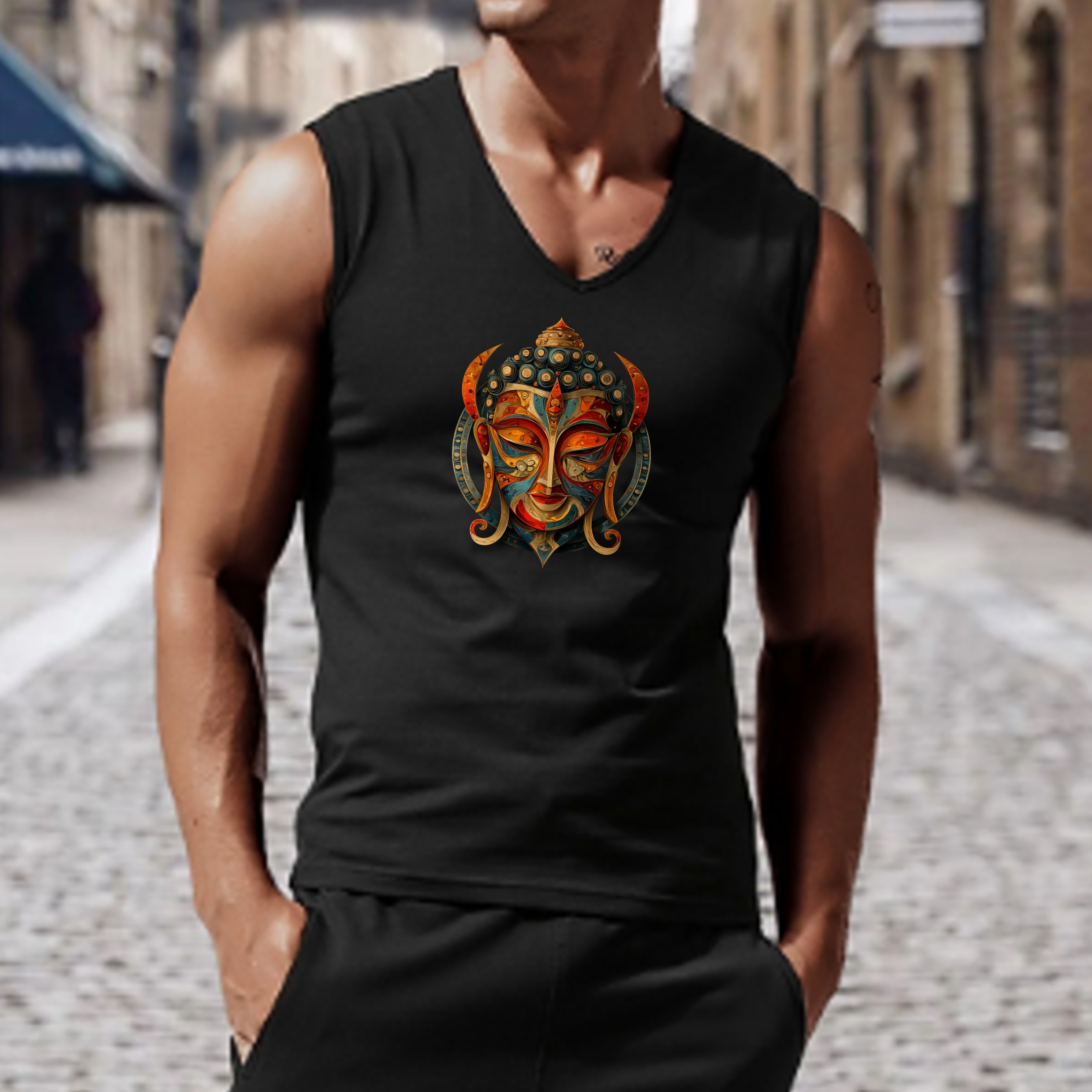 Buddha Mask Portrait Unisex Jersey Tank Top  product thumbnail image