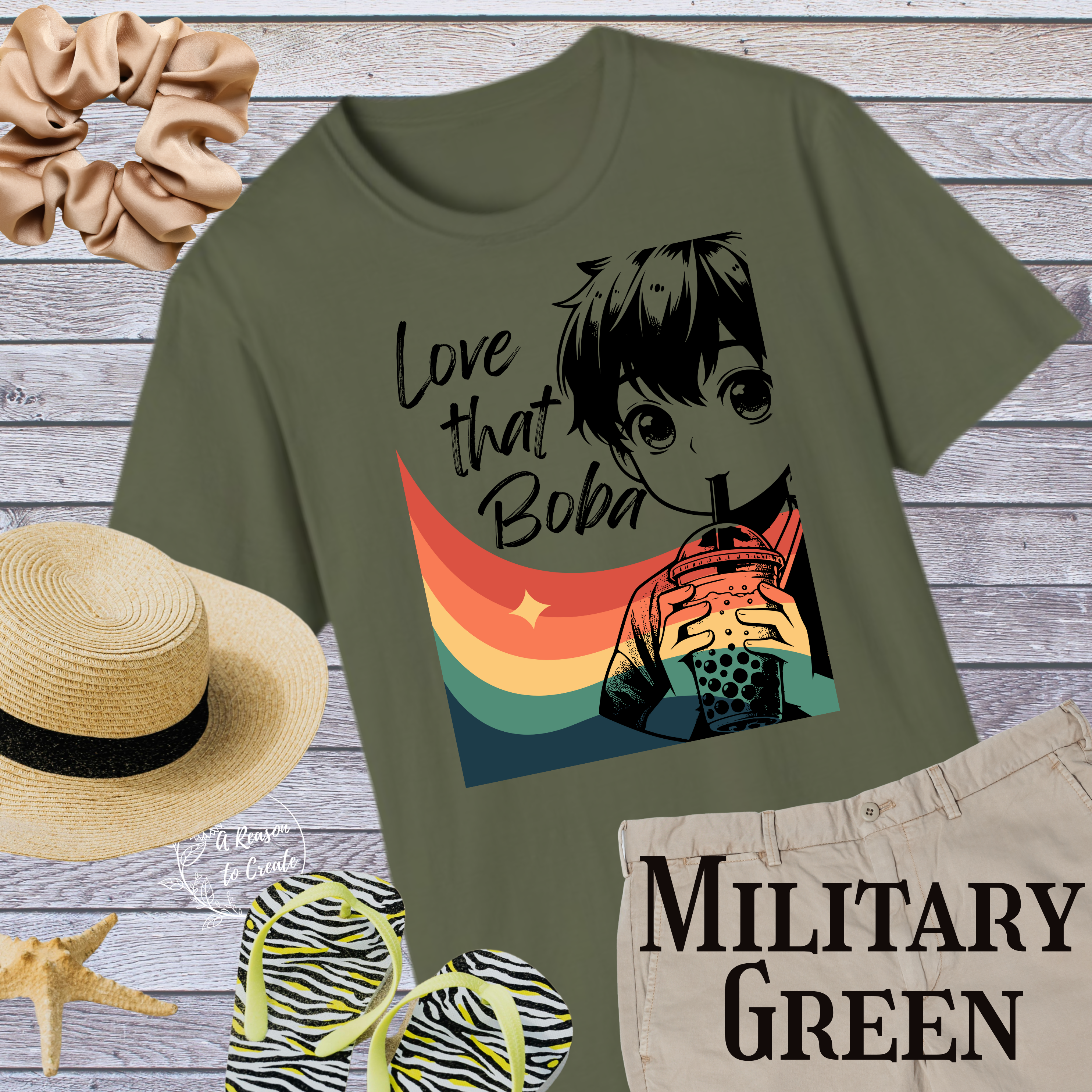 Boba Love Unisex Softstyle T-Shirt - Cute Anime Tee, Rainbow Vibes, Perfect for Bubble Tea Lovers, Gift Idea, Casual Wear product thumbnail image