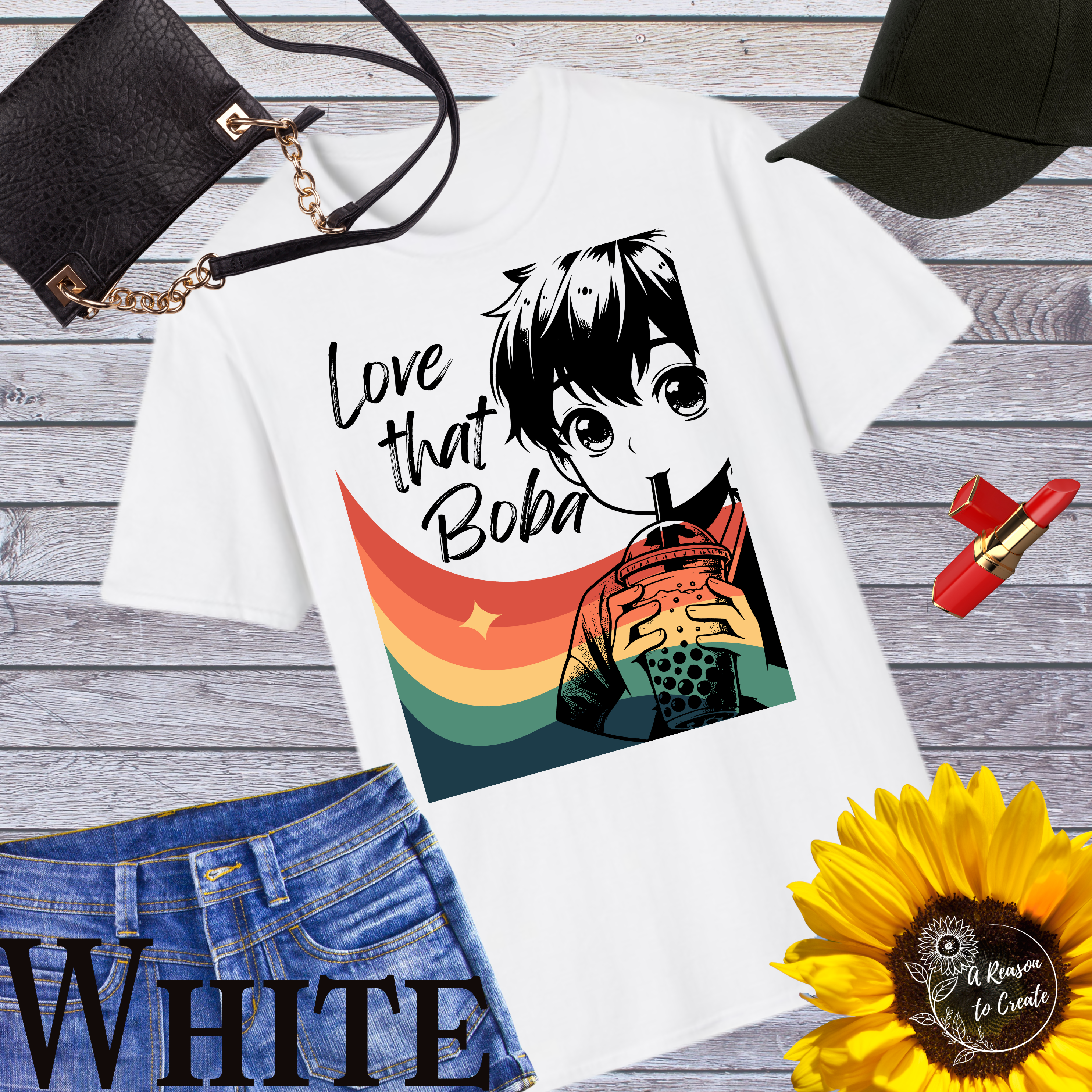 Boba Love Unisex Softstyle T-Shirt - Cute Anime Tee, Rainbow Vibes, Perfect for Bubble Tea Lovers, Gift Idea, Casual Wear product thumbnail image