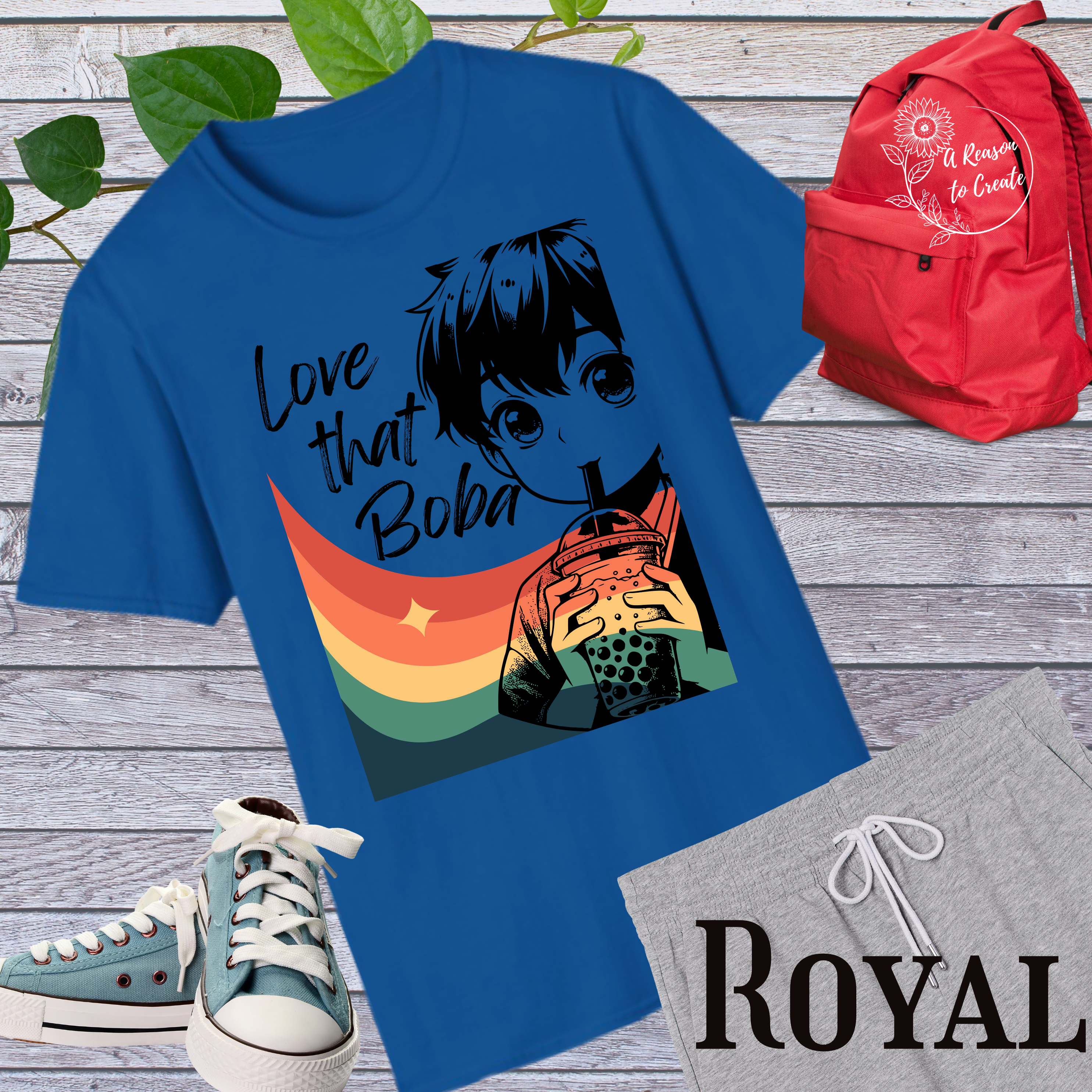 Boba Love Unisex Softstyle T-Shirt - Cute Anime Tee, Rainbow Vibes, Perfect for Bubble Tea Lovers, Gift Idea, Casual Wear product thumbnail image