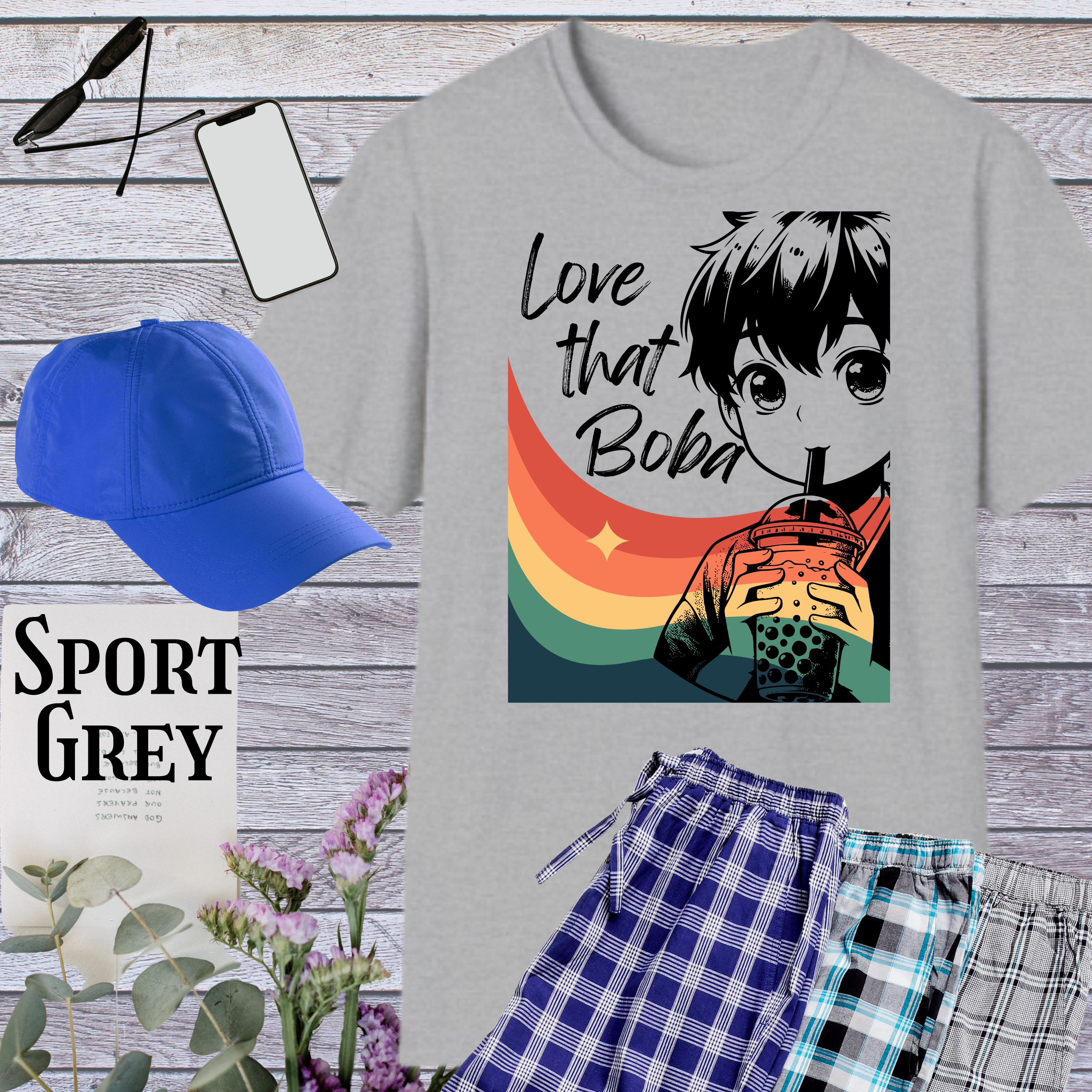 Boba Love Unisex Softstyle T-Shirt - Cute Anime Tee, Rainbow Vibes, Perfect for Bubble Tea Lovers, Gift Idea, Casual Wear product thumbnail image