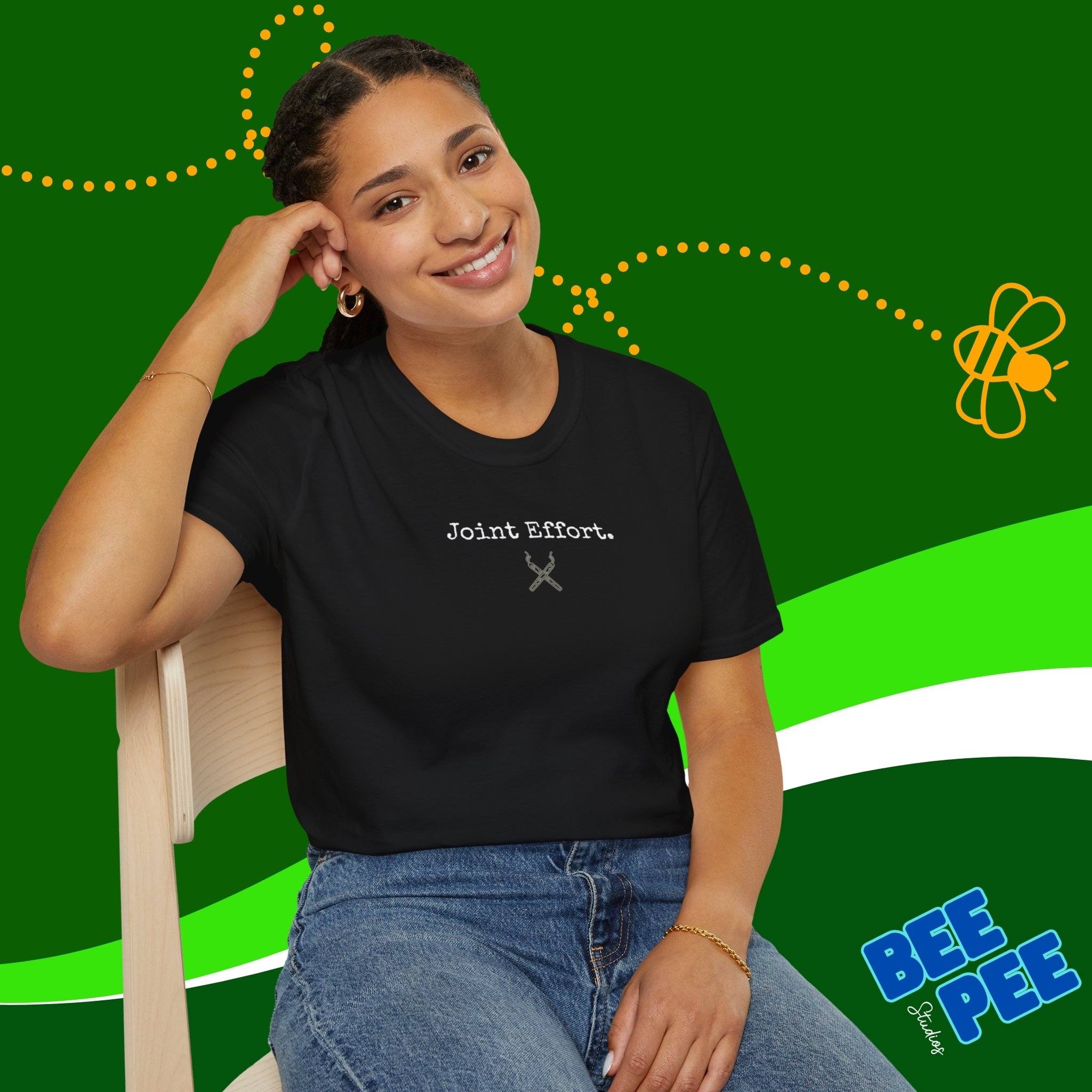 Unisex T-Shirt 'Joint Effort' Crossed Joints Quote Design product thumbnail image Unisex T-Shirt 'Joint Effort' Crossed Joints Quote Design product thumbnail image