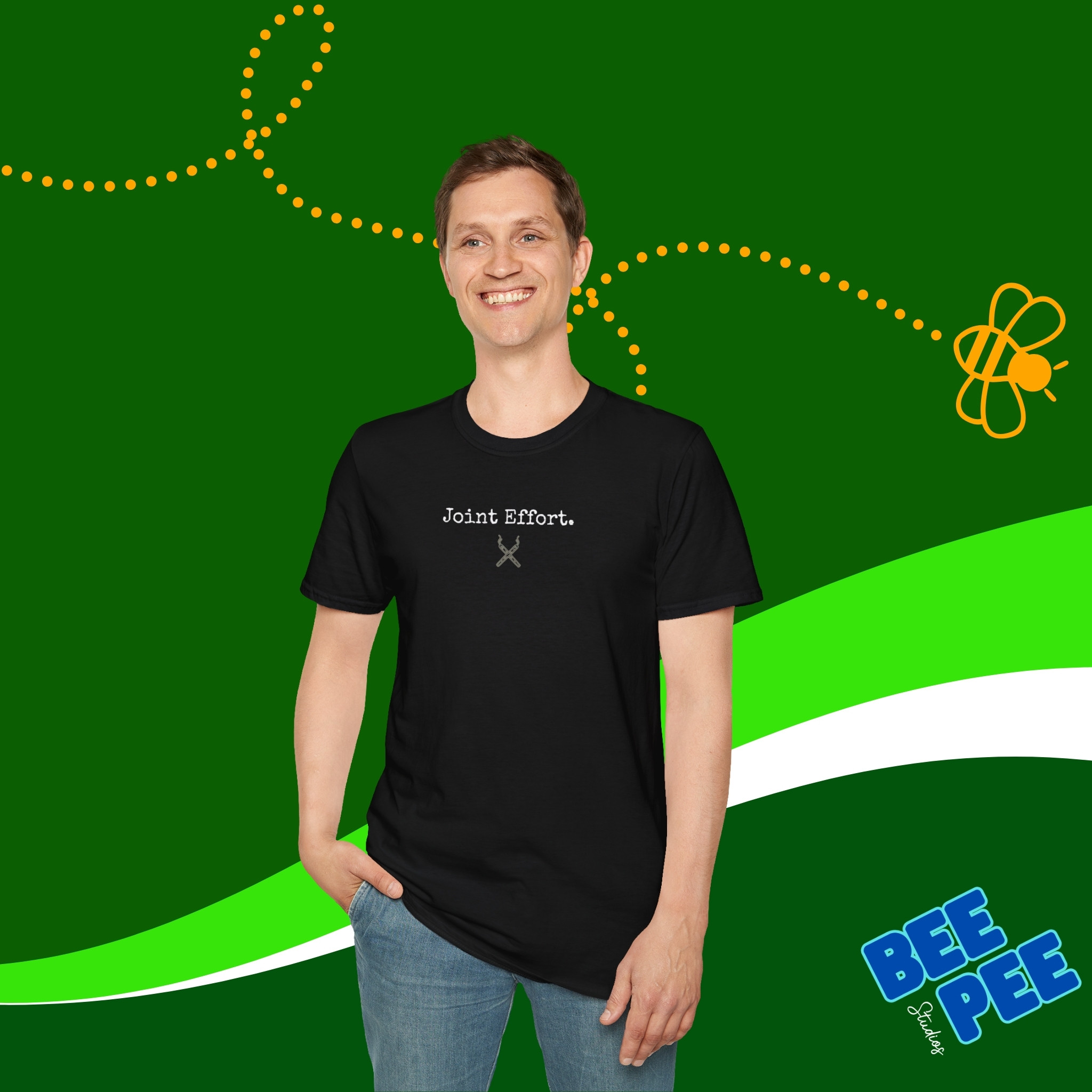 Unisex T-Shirt 'Joint Effort' Crossed Joints Quote Design product thumbnail image Unisex T-Shirt 'Joint Effort' Crossed Joints Quote Design product thumbnail image