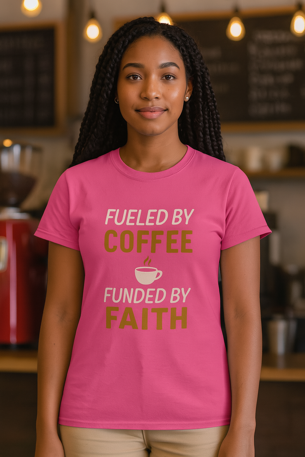 Fueled By Coffee, Funded By Faith | Gildan 64000 Unisex Softstyle Tee