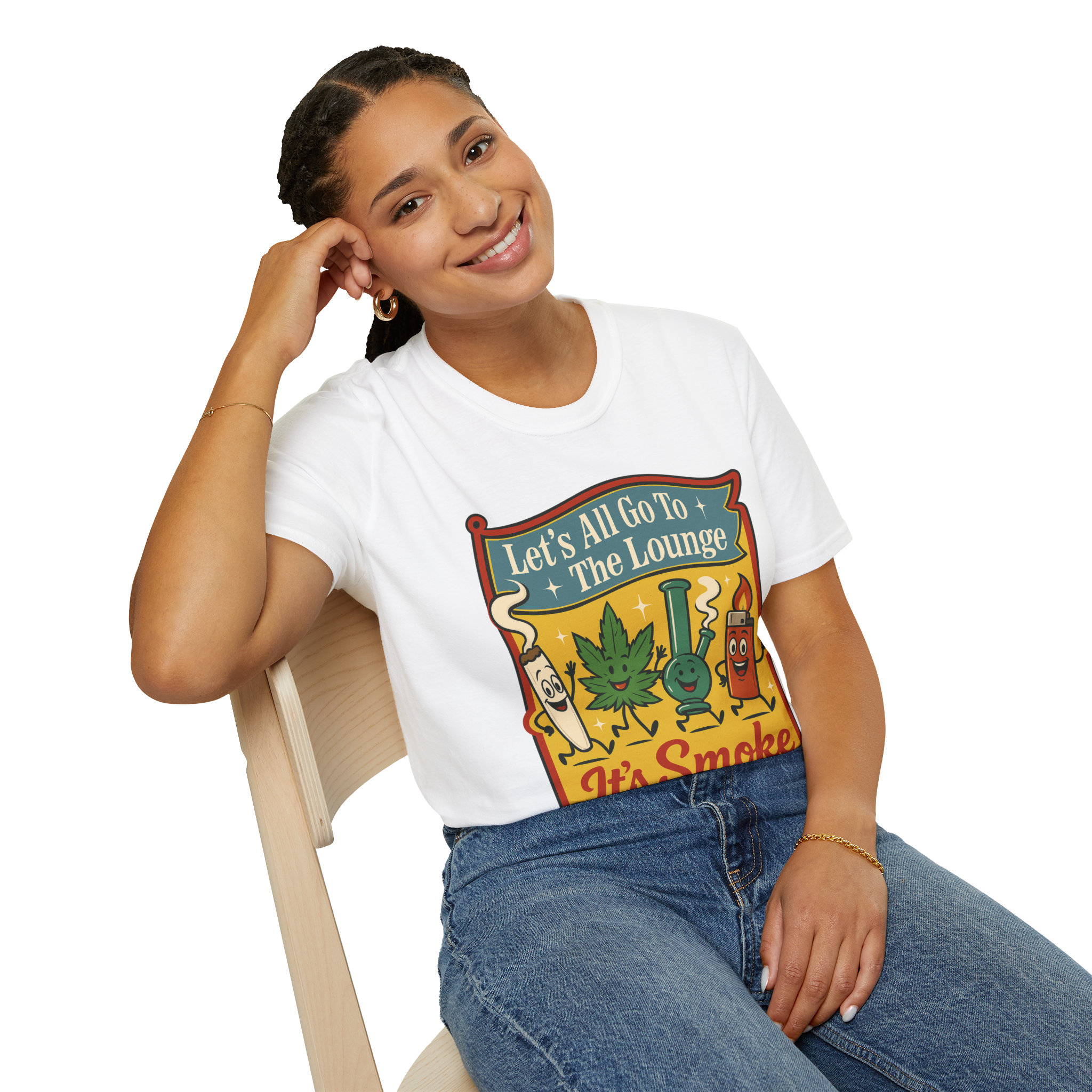 Retro Smoke Time T-Shirt | Fun Lounge Design, Perfect for Parties, 420 Events, Gift for Smokers, Cozy Style product thumbnail image