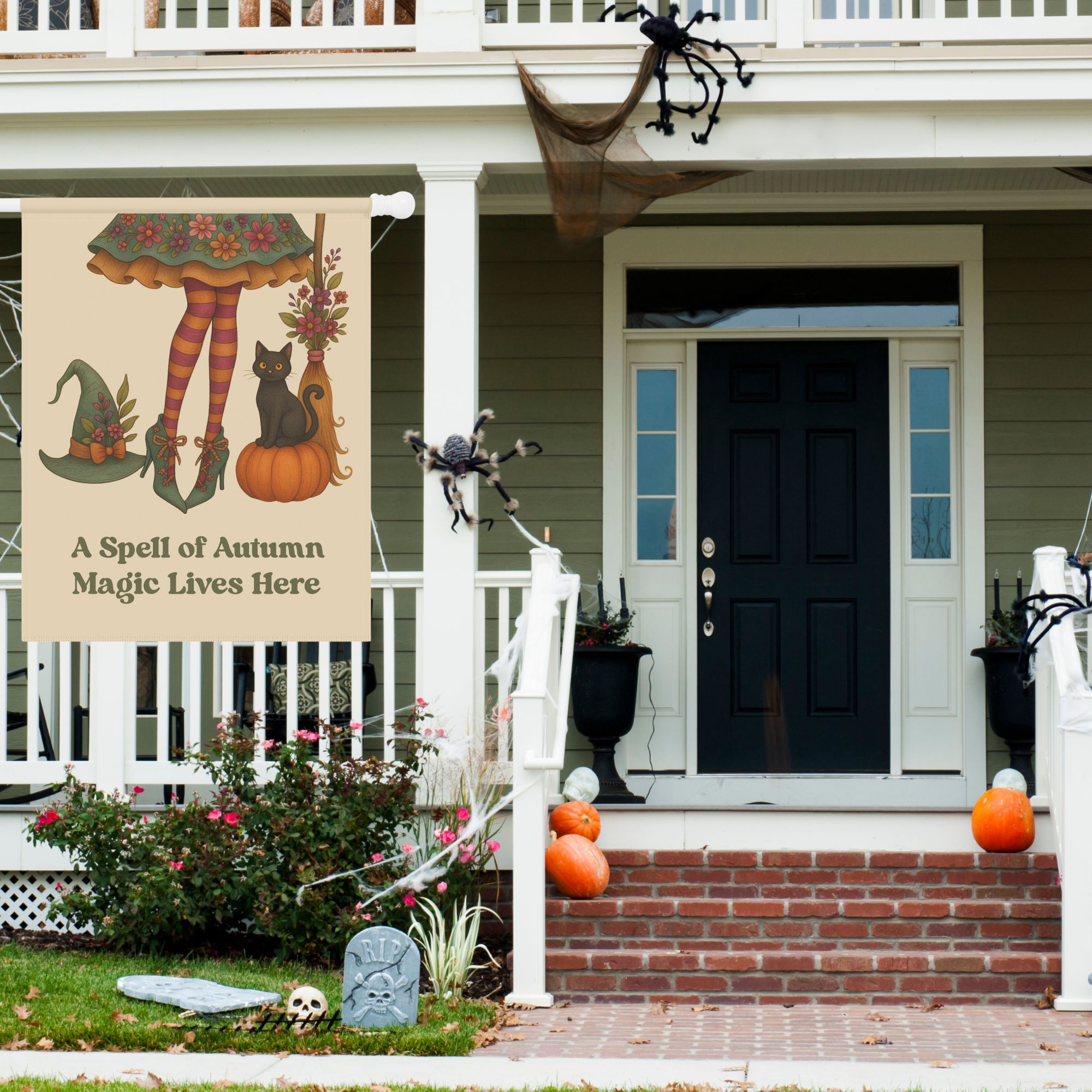 Floral Witch Legs House Flag product thumbnail image Floral Witch Legs House Flag product thumbnail image