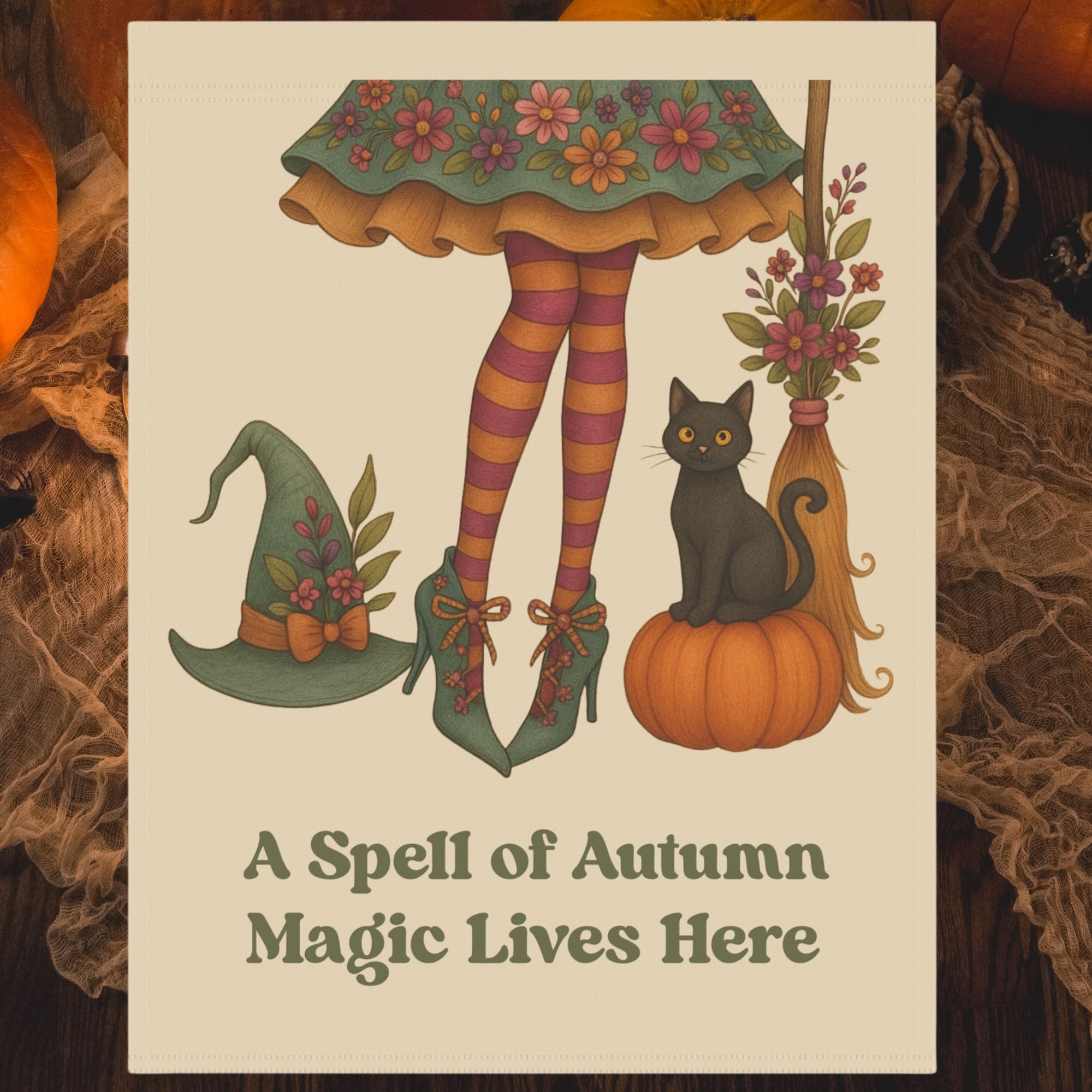 Floral Witch Legs House Flag product thumbnail image Floral Witch Legs House Flag product thumbnail image