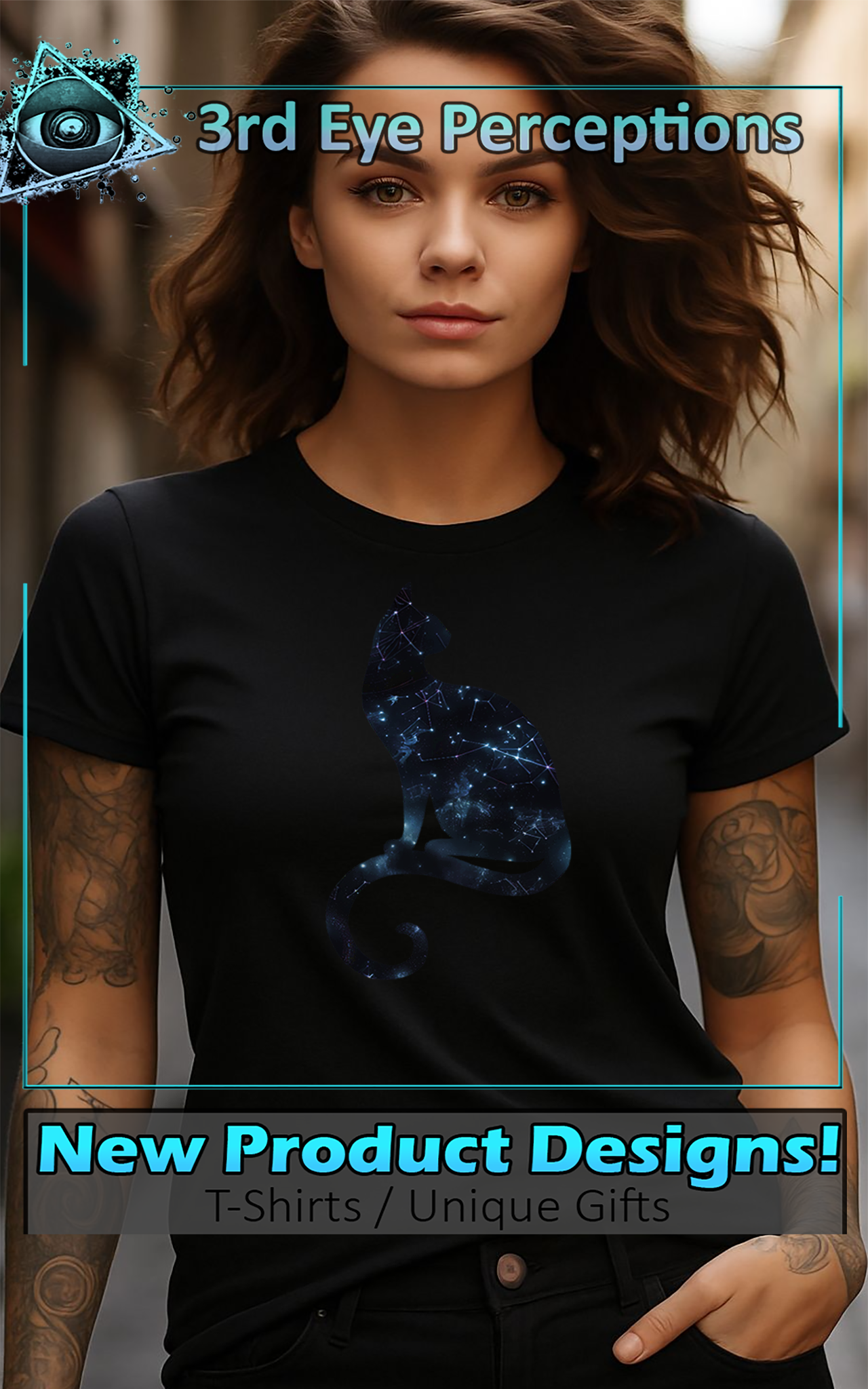 Vintage Fantasy Cat With Night Sky Constellations