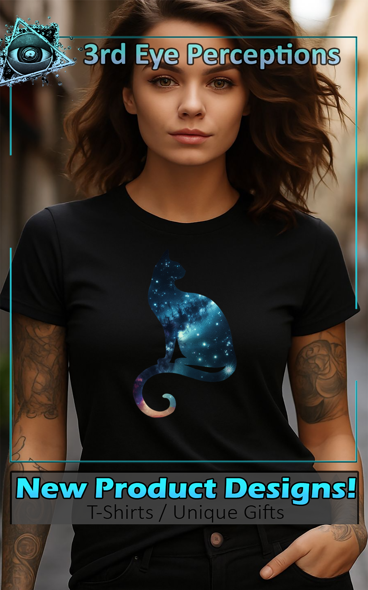 Vintage Fantasy Cat With Night Sky Galaxy Outerspace