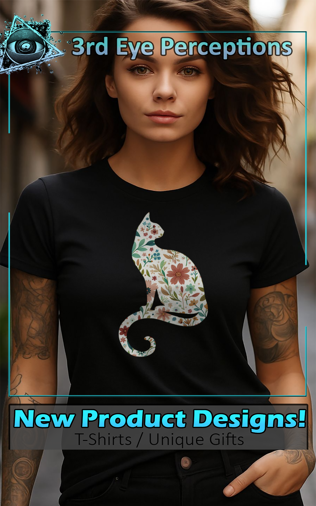 Vintage Cat Boho Style Floral Gardening Retro Mothers Day