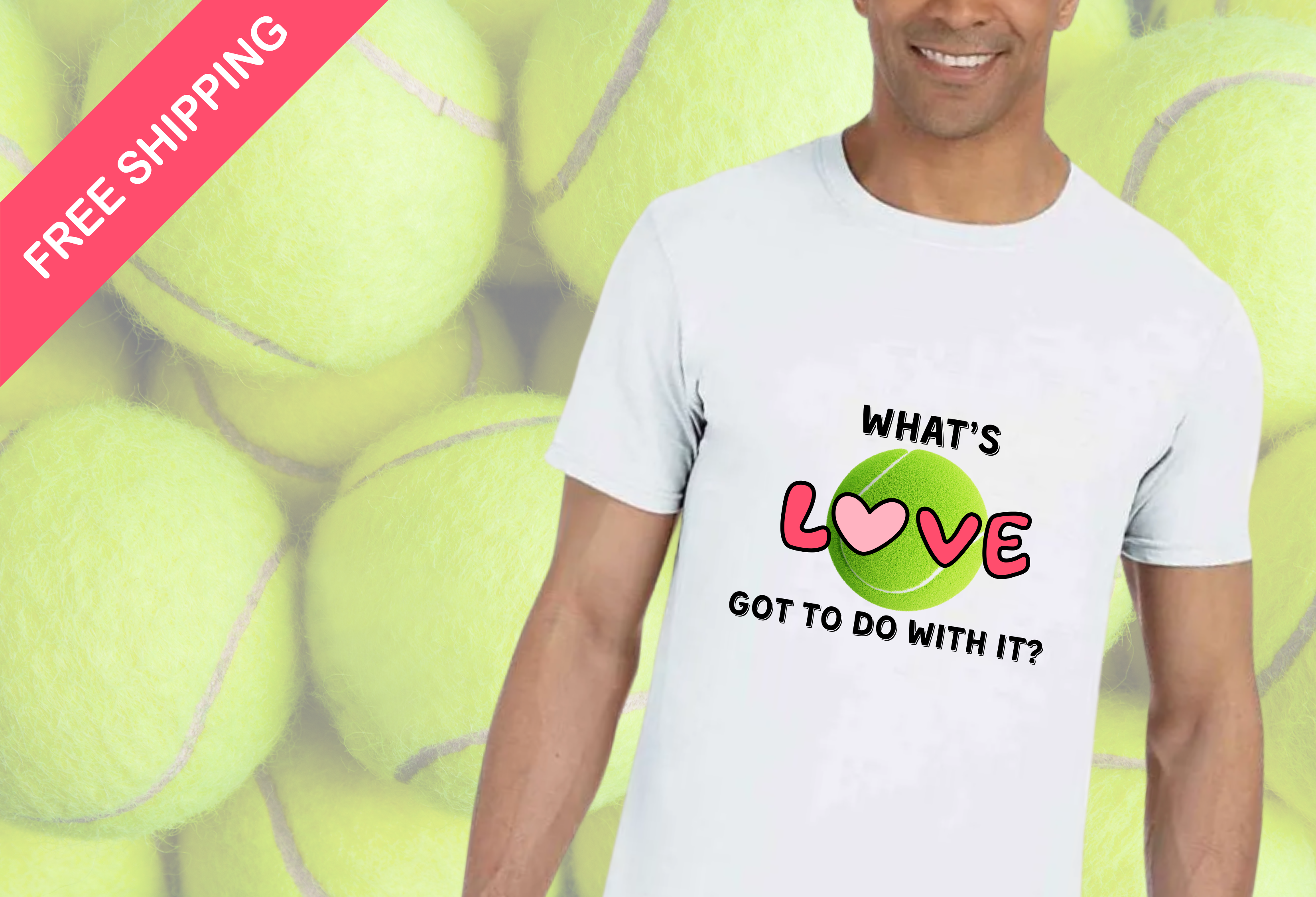 What's Love Got to Do With It Tee, Fun Unisex T-Shirt, Cute Love Tee, Gift for her or him, Couple's Match Tees, Tennis related T-shirt product thumbnail image What's Love Got to Do With It Tee, Fun Unisex T-Shirt, Cute Love Tee, Gift for her or him, Couple's Match Tees, Tennis related T-shirt product thumbnail image