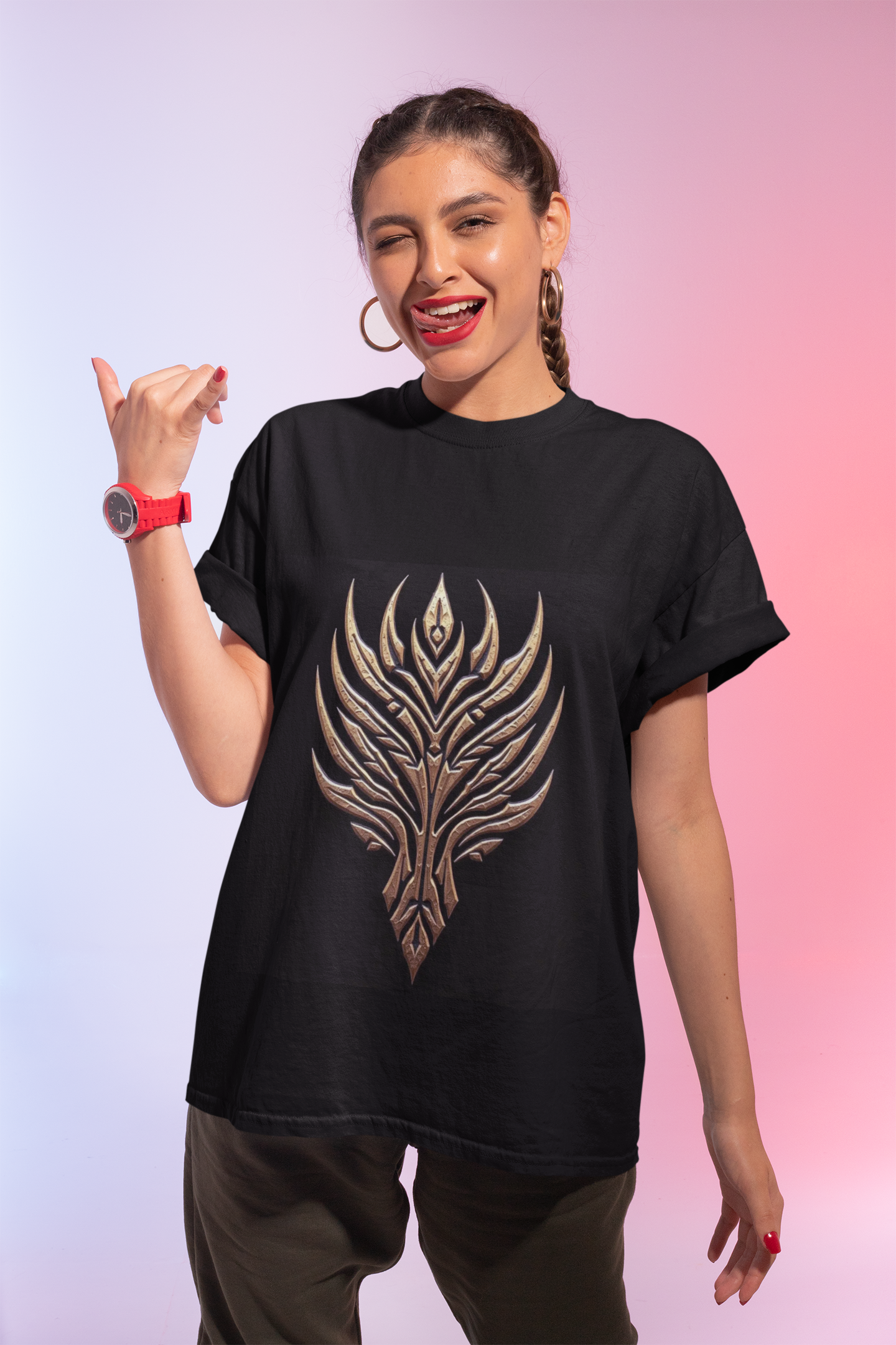 Bold Tribal Graphic Unisex Softstyle T-Shirt | Unique Gift, Casual Wear, Gamer Apparel, Trendy Fashion, Everyday Comfort product thumbnail image Bold Tribal Graphic Unisex Softstyle T-Shirt | Unique Gift, Casual Wear, Gamer Apparel, Trendy Fashion, Everyday Comfort product thumbnail image