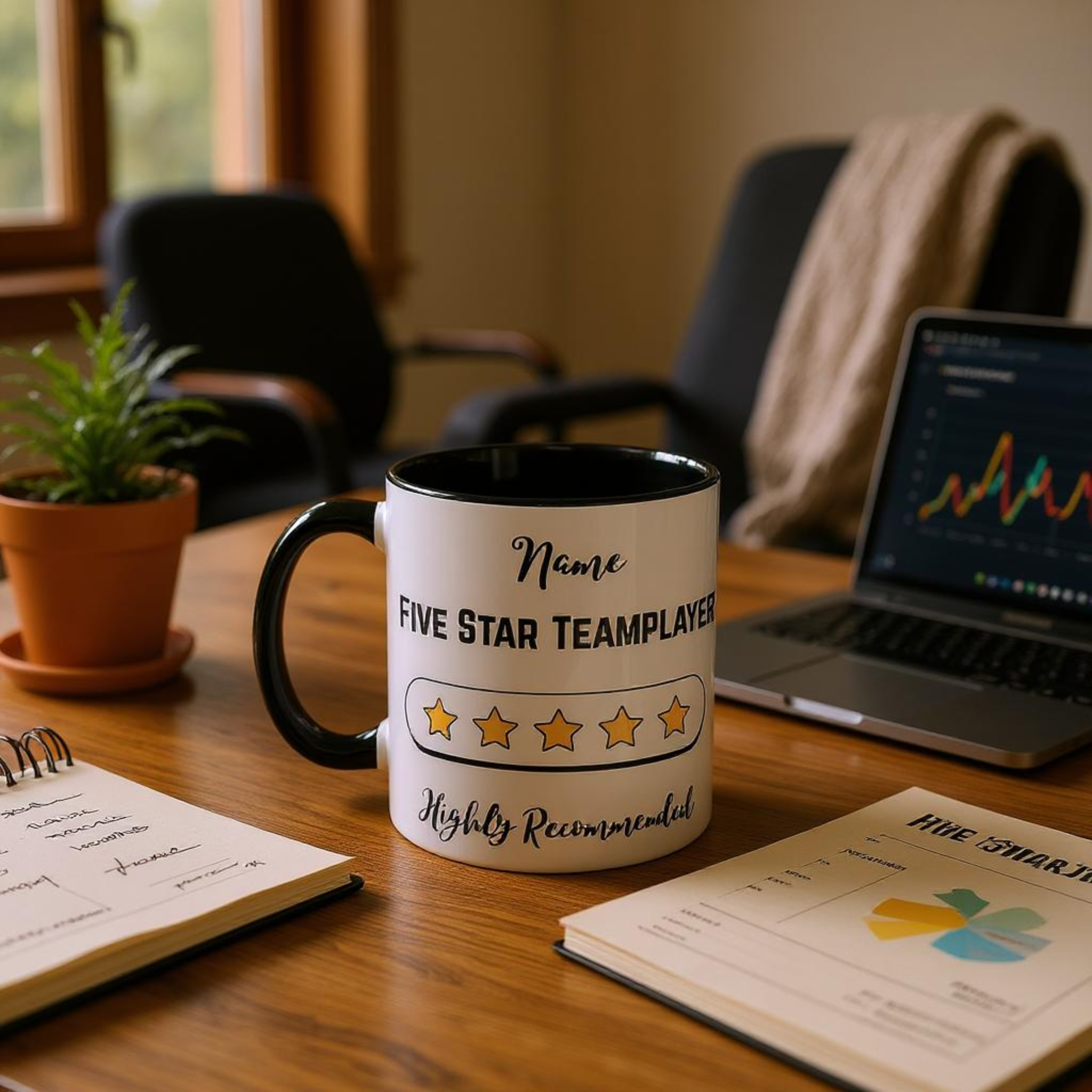 Inspirational Coffee Mug, Encouragement Mug, 'Five Star Teamplayer' Design Motivational Gift, Personalized Coffee Cup, Drinkware product thumbnail image