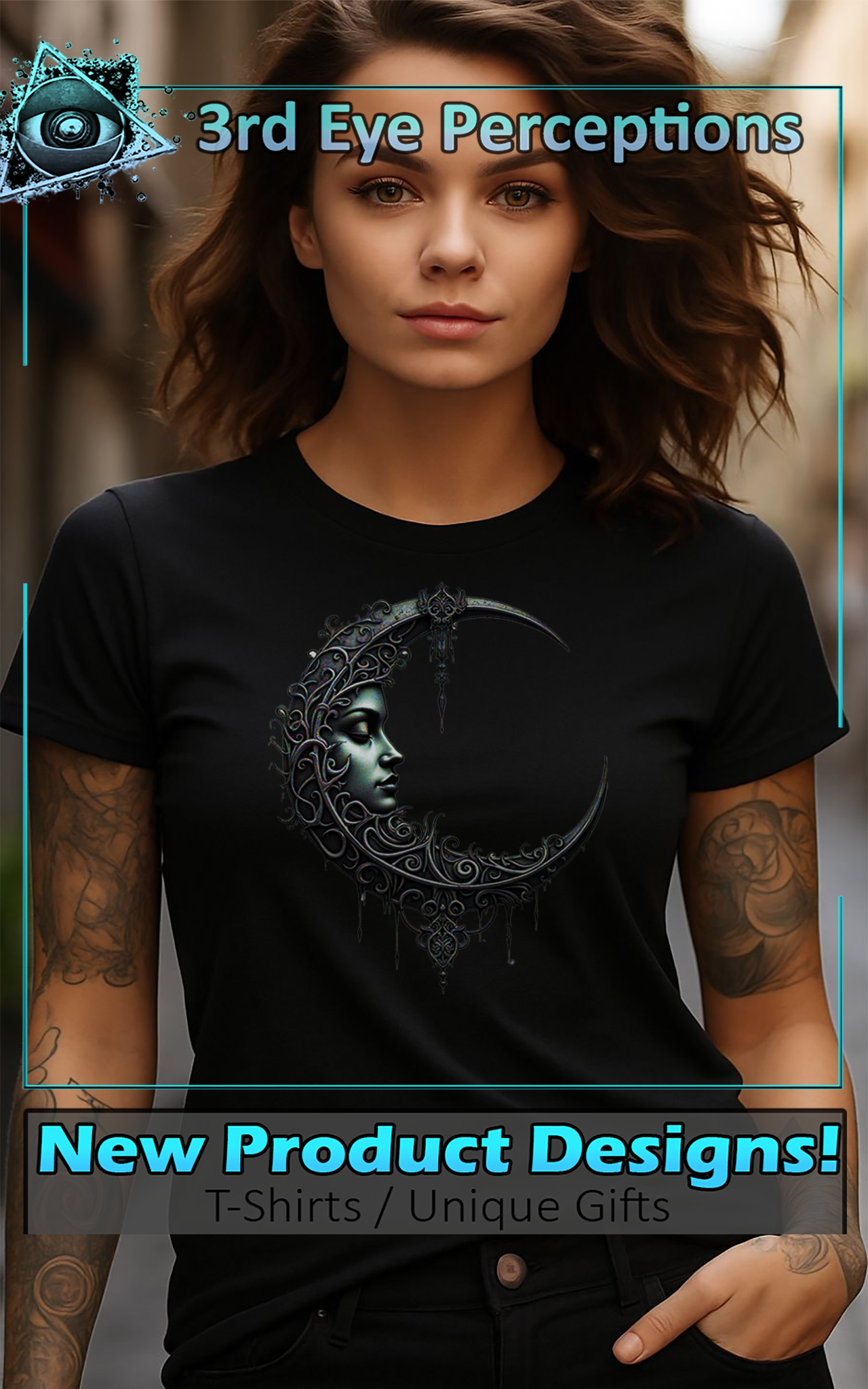 Vintage Gothic Crescent Moon Goddess