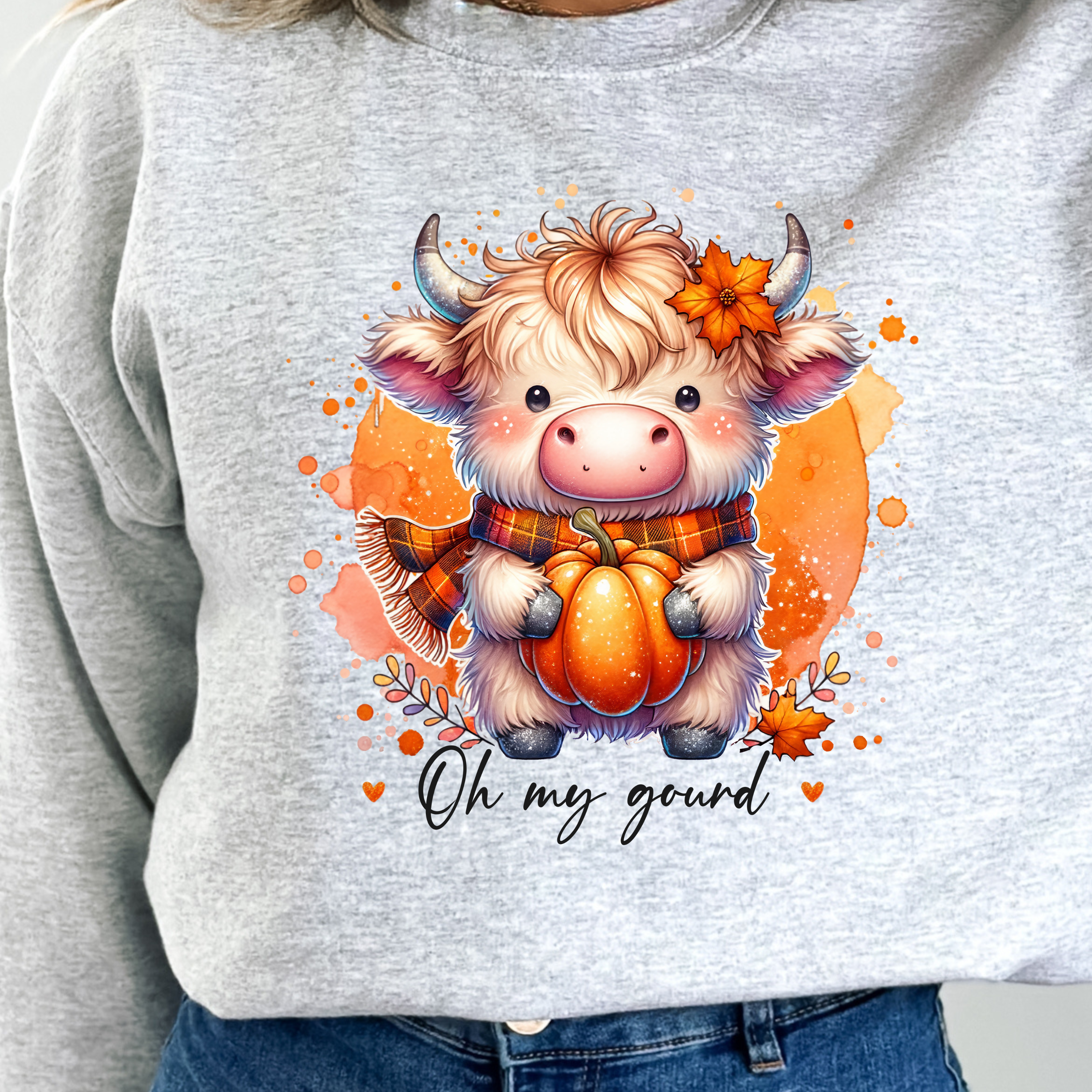 "Oh my gourd" Highland Cow design, Unisex Hoodie, College Apparel, Fall Fashion, Comfortable Gift, Casual Wear
