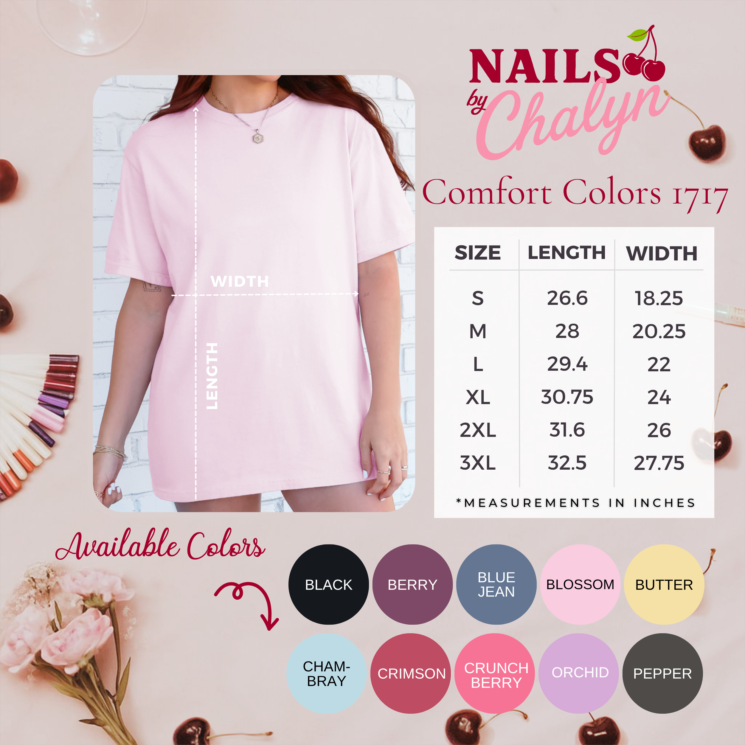 Cute Nails Lace; Comfort Colors 1717 Women's Tee product thumbnail image