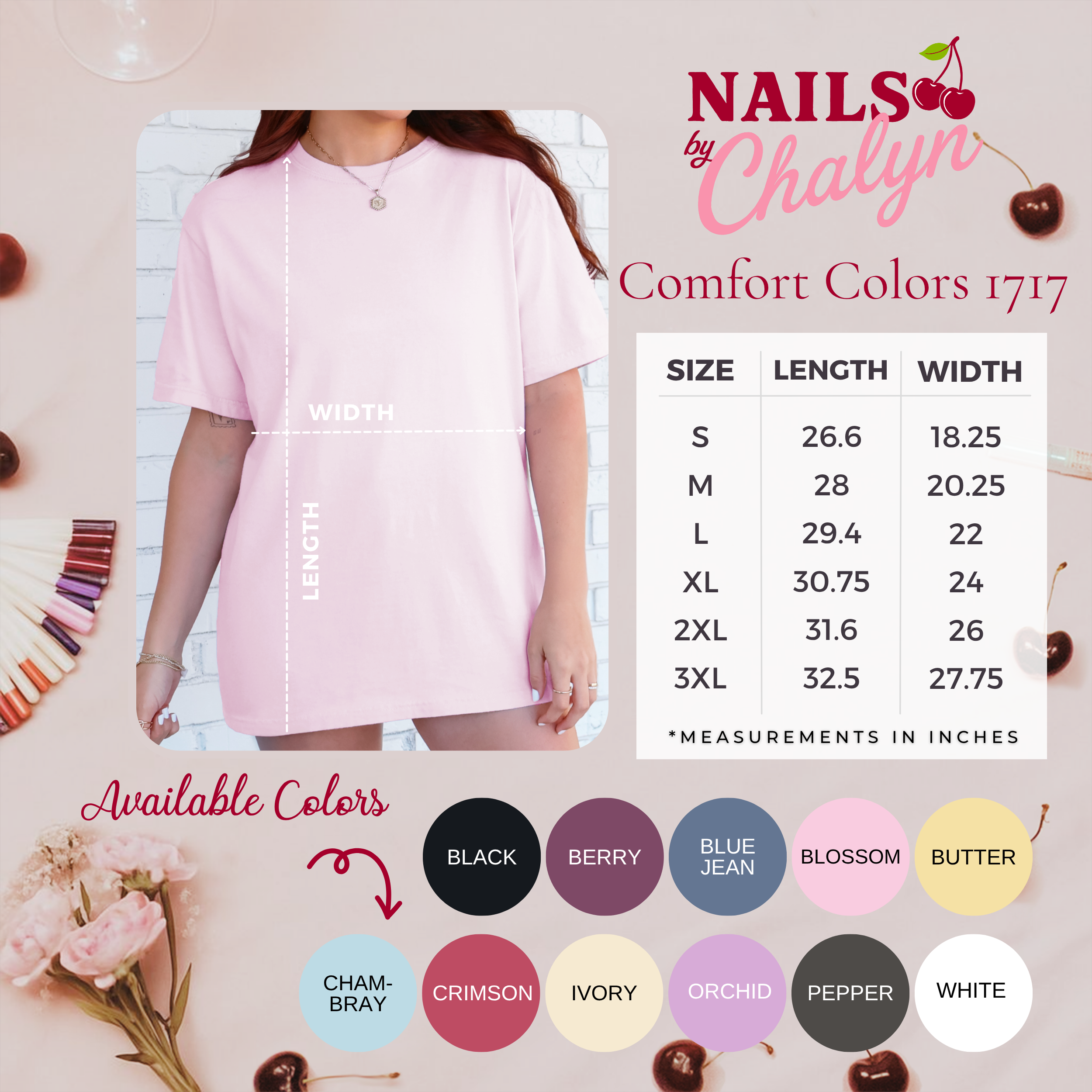 Nails by Chalyn logo; Comfort Colors Tee product thumbnail image Nails by Chalyn logo; Comfort Colors Tee product thumbnail image