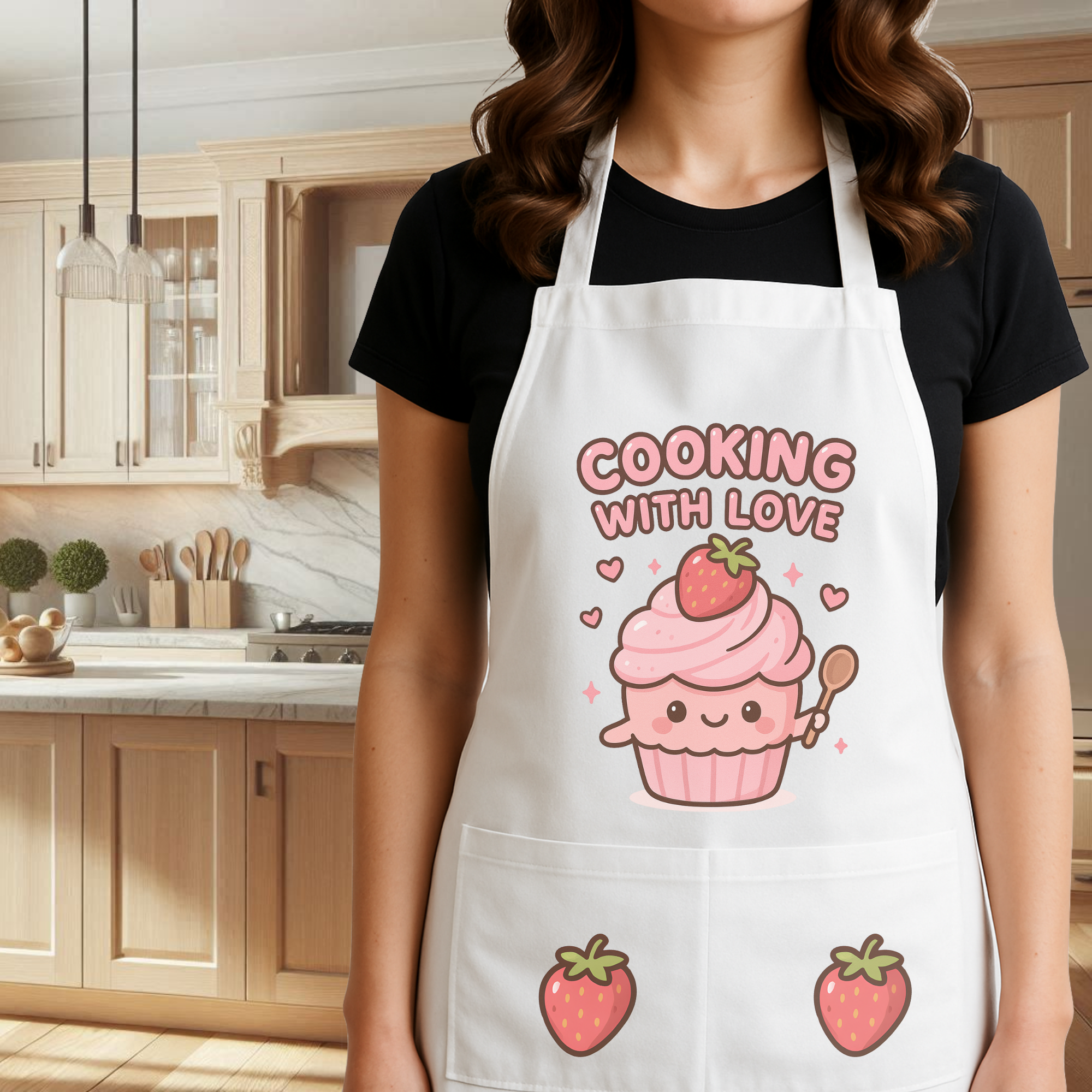 Cute Cooking with Love Apron, Gift for Bakers, Kitchen Accessories