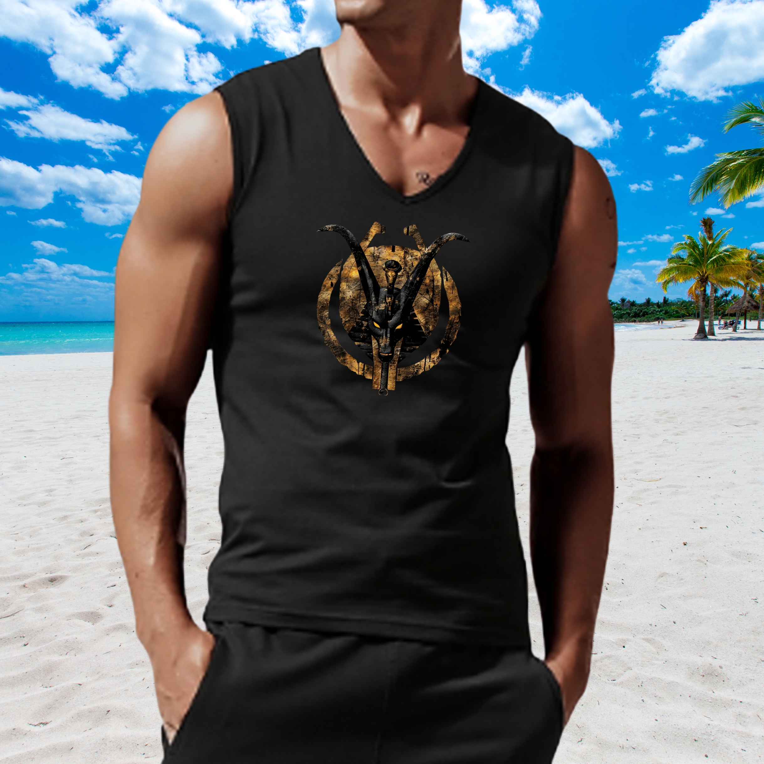 Anubis Dog Egyptian God Unisex Jersey Tank product thumbnail image Anubis Dog Egyptian God Unisex Jersey Tank product thumbnail image