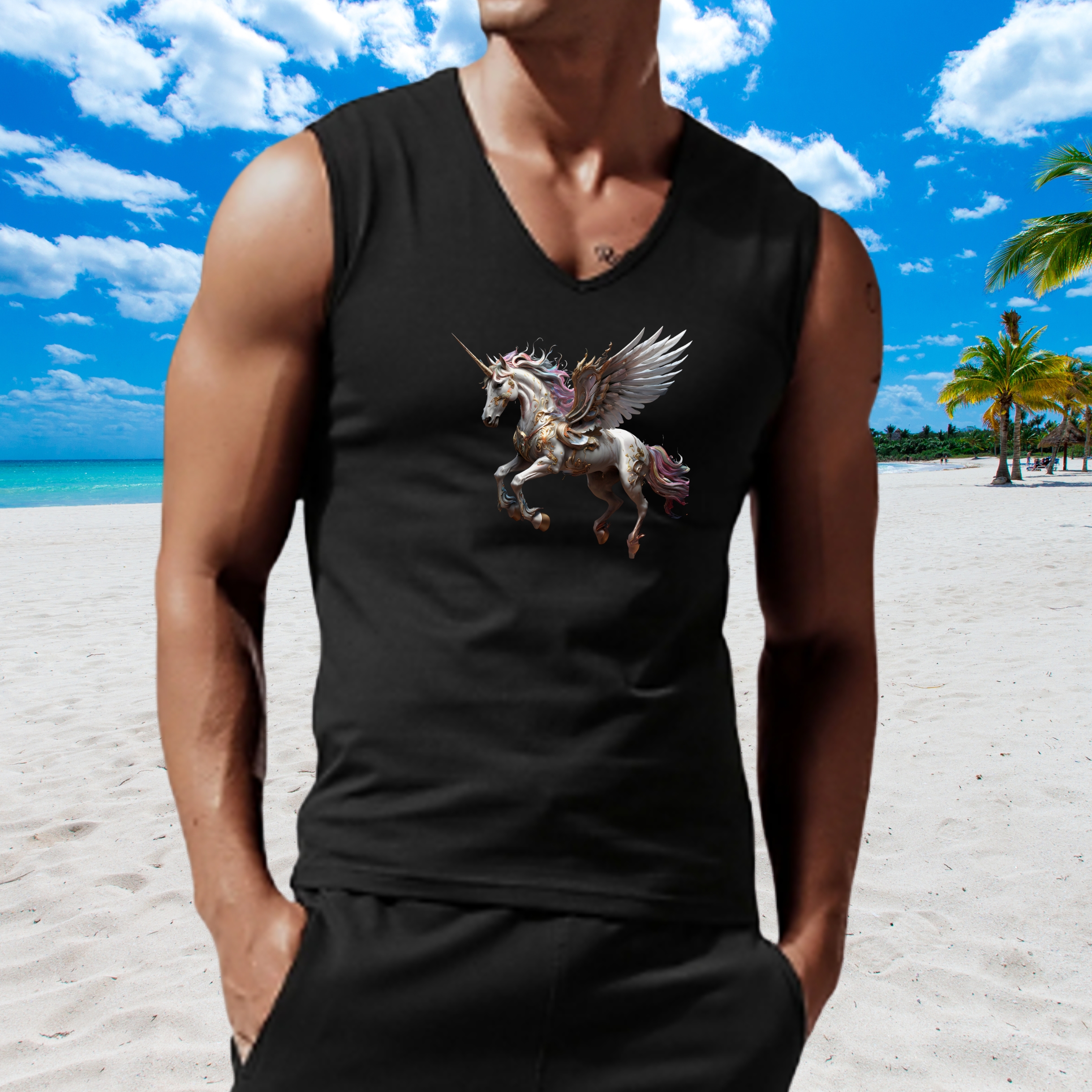 Flying Mythycal Unicorn Unisex Jersey Tank product thumbnail image Flying Mythycal Unicorn Unisex Jersey Tank product thumbnail image