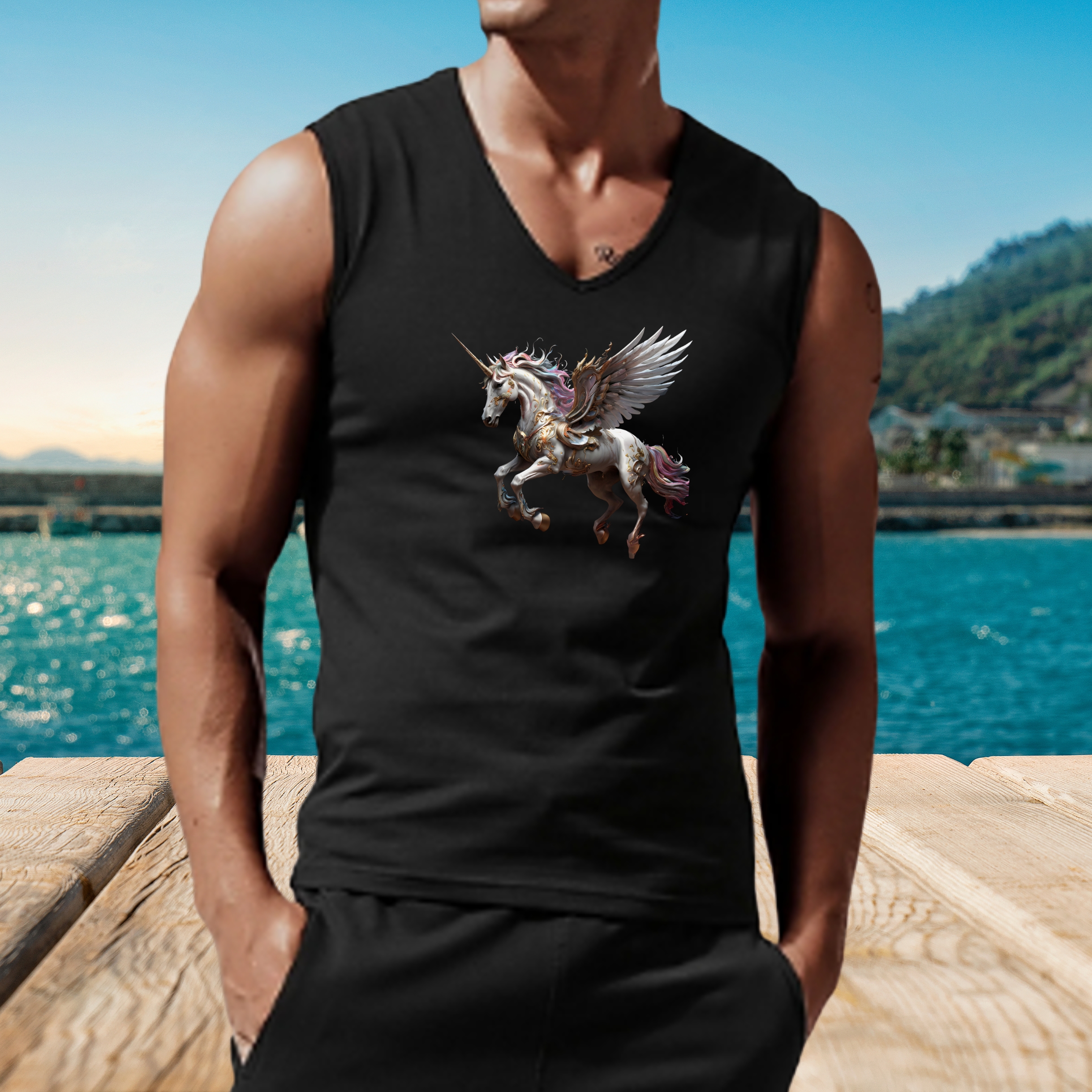 Flying Mythycal Unicorn Unisex Jersey Tank product thumbnail image Flying Mythycal Unicorn Unisex Jersey Tank product thumbnail image