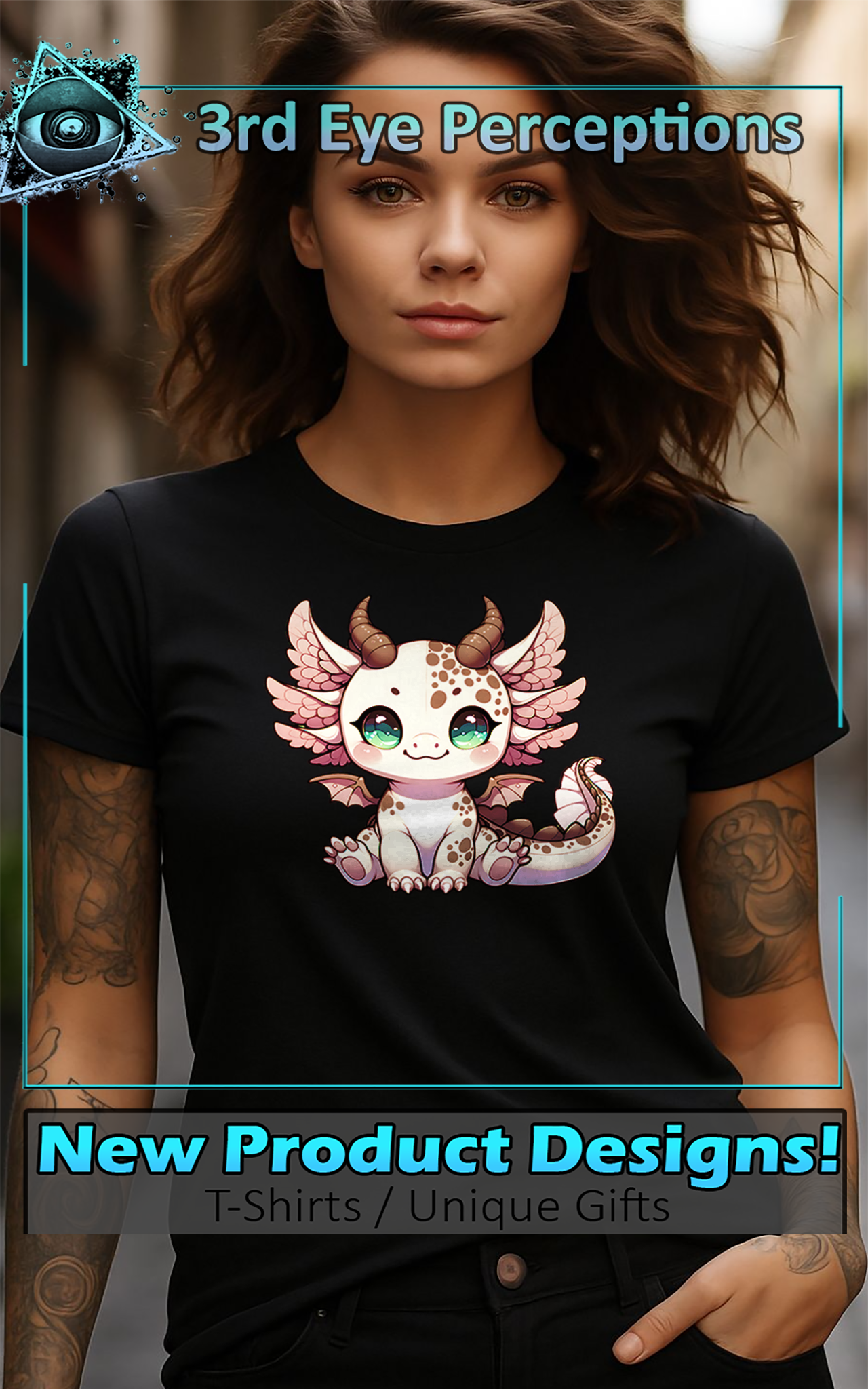 Cute Kawaii Little Baby Dragon Axolotl Fantasy Pet Animal