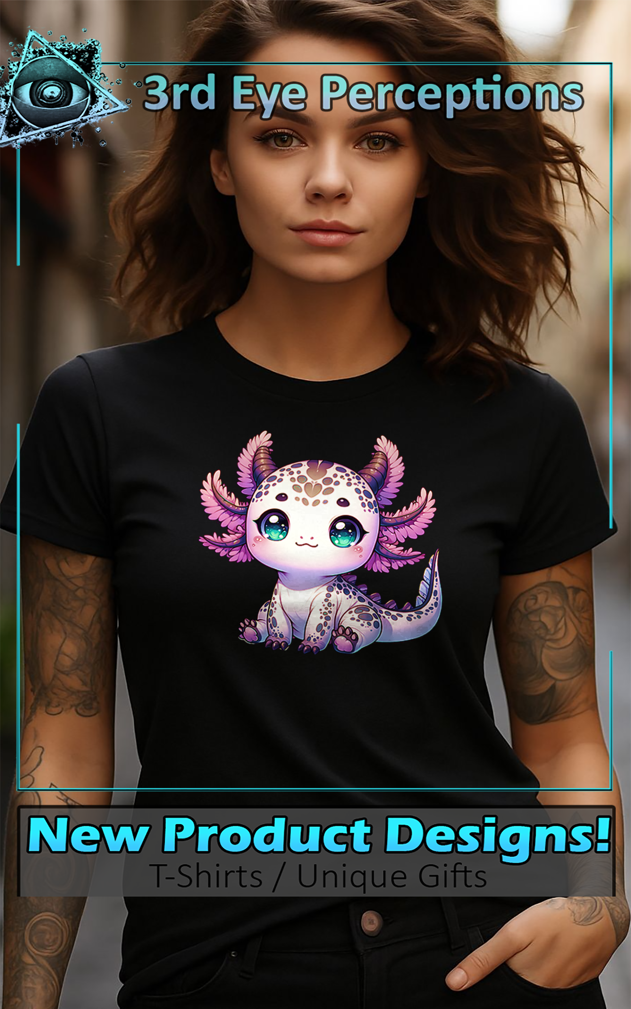 Cute Kawaii Little Baby Dragon Axolotl Fantasy Pet Animal v2 Cute Kawaii Little Baby Dragon Axolotl Fantasy Pet Animal v2
