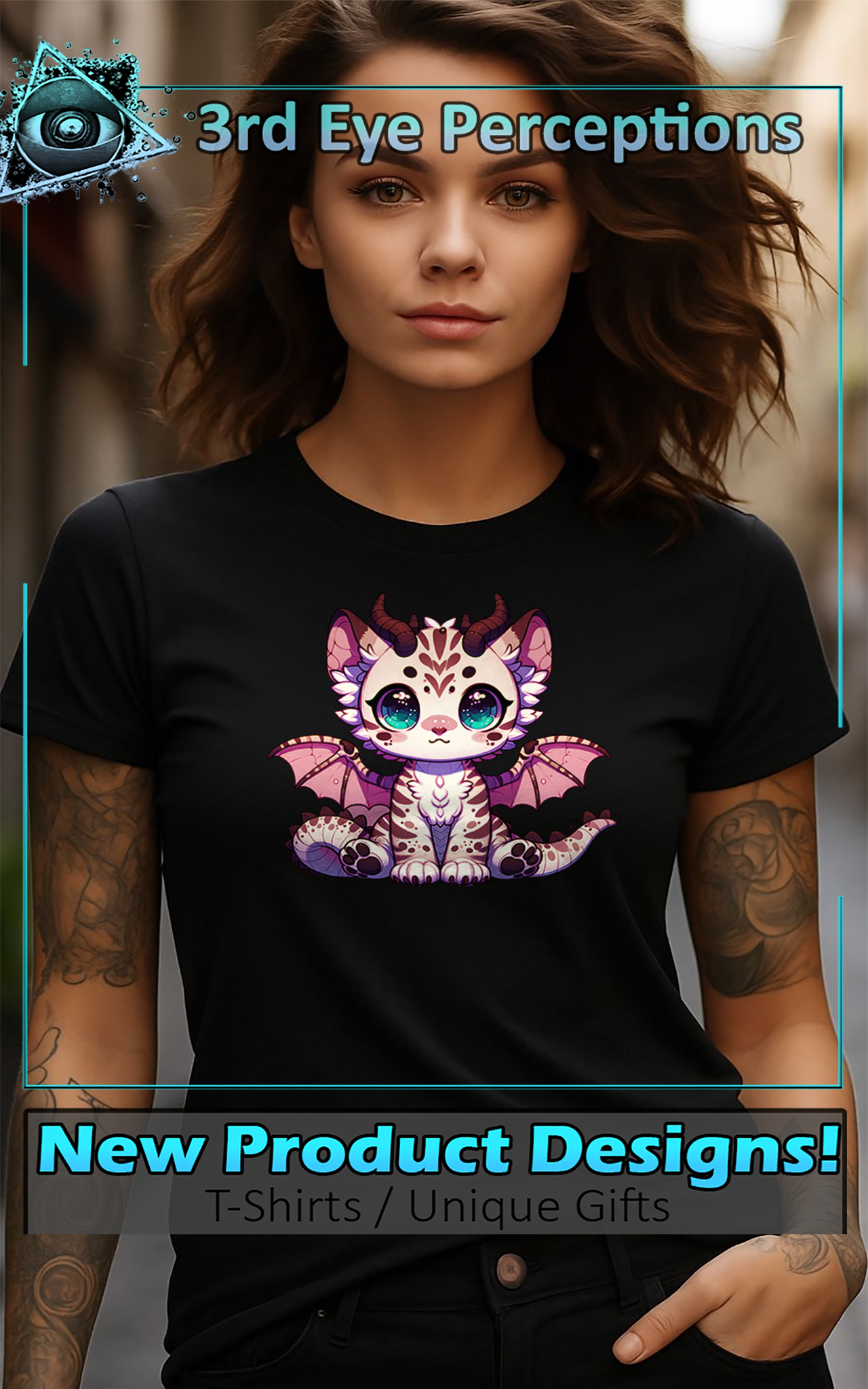 Cute Kawaii Little Baby Dragon White Tiger Kitten Cub Fantasy Pet Animal