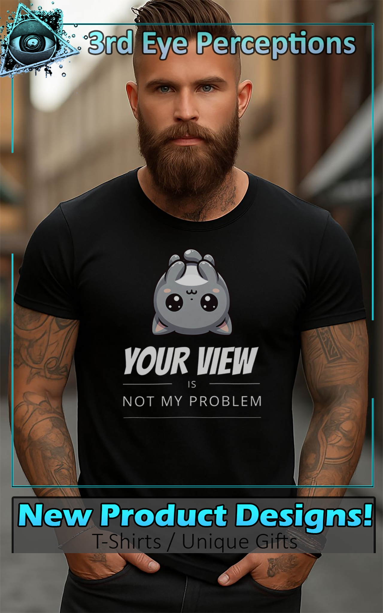  Funny Cartoon Upside Down Cat Anime Kawaii Your View Is Not My Problem 