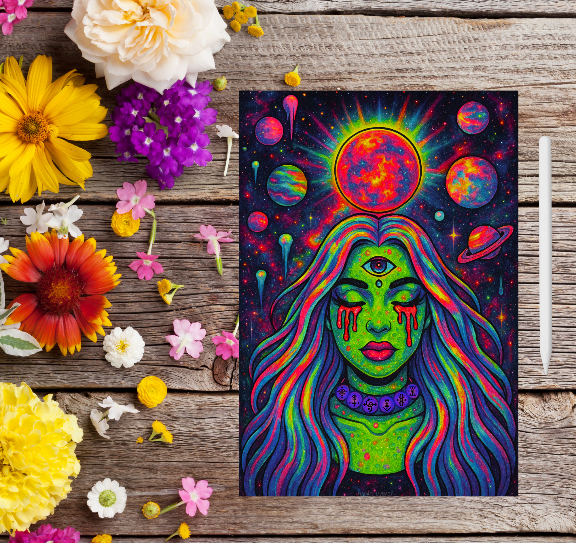 Emerald Goddess. Art by Madam Lunacy - ART PRINT │Green Goddess Chronicles