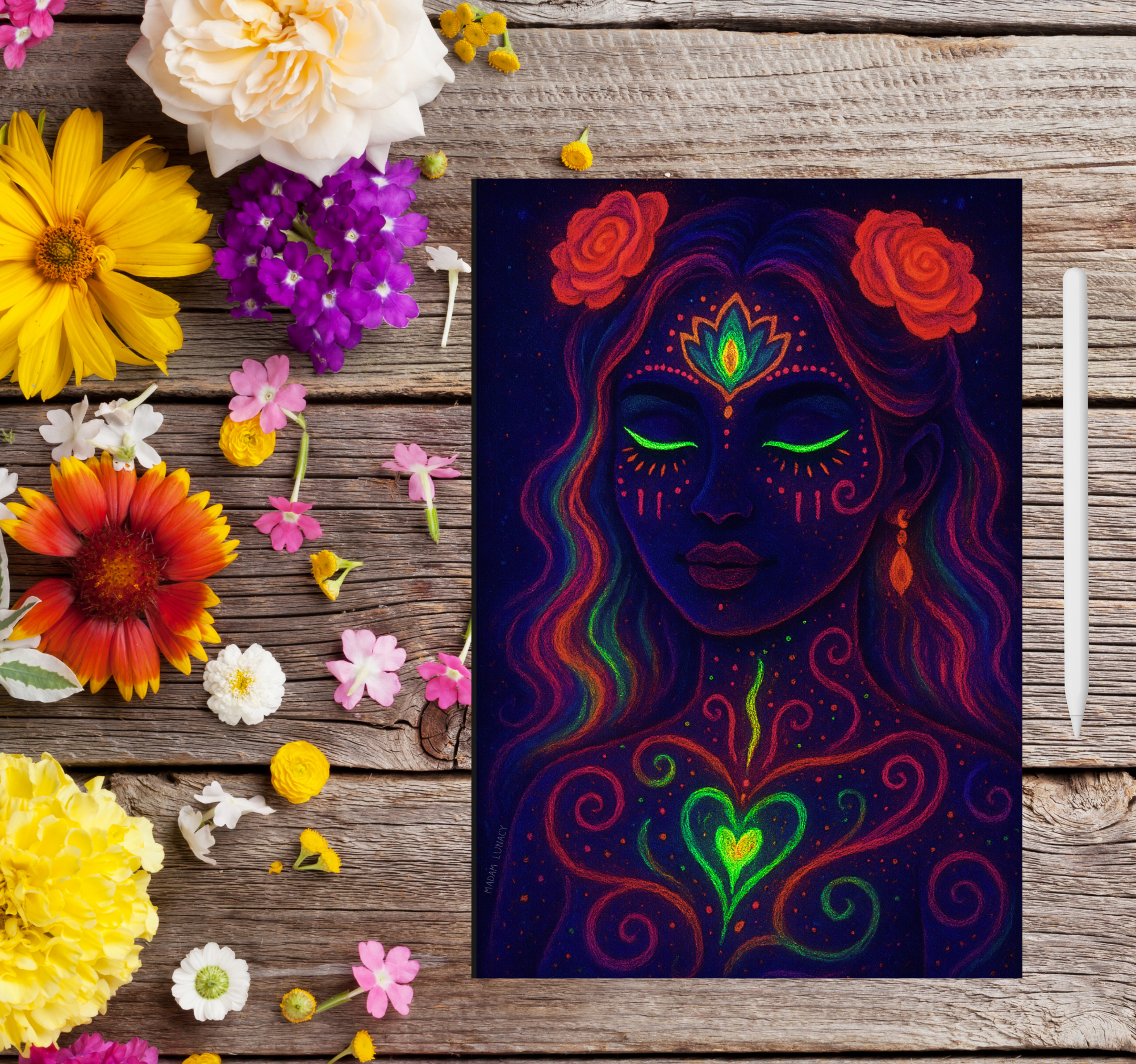 Light Activation Through Heart Chakra. Art by Madam Lunacy - ART PRINT │Green Goddess Chronicles product thumbnail image Light Activation Through Heart Chakra. Art by Madam Lunacy - ART PRINT │Green Goddess Chronicles product thumbnail image