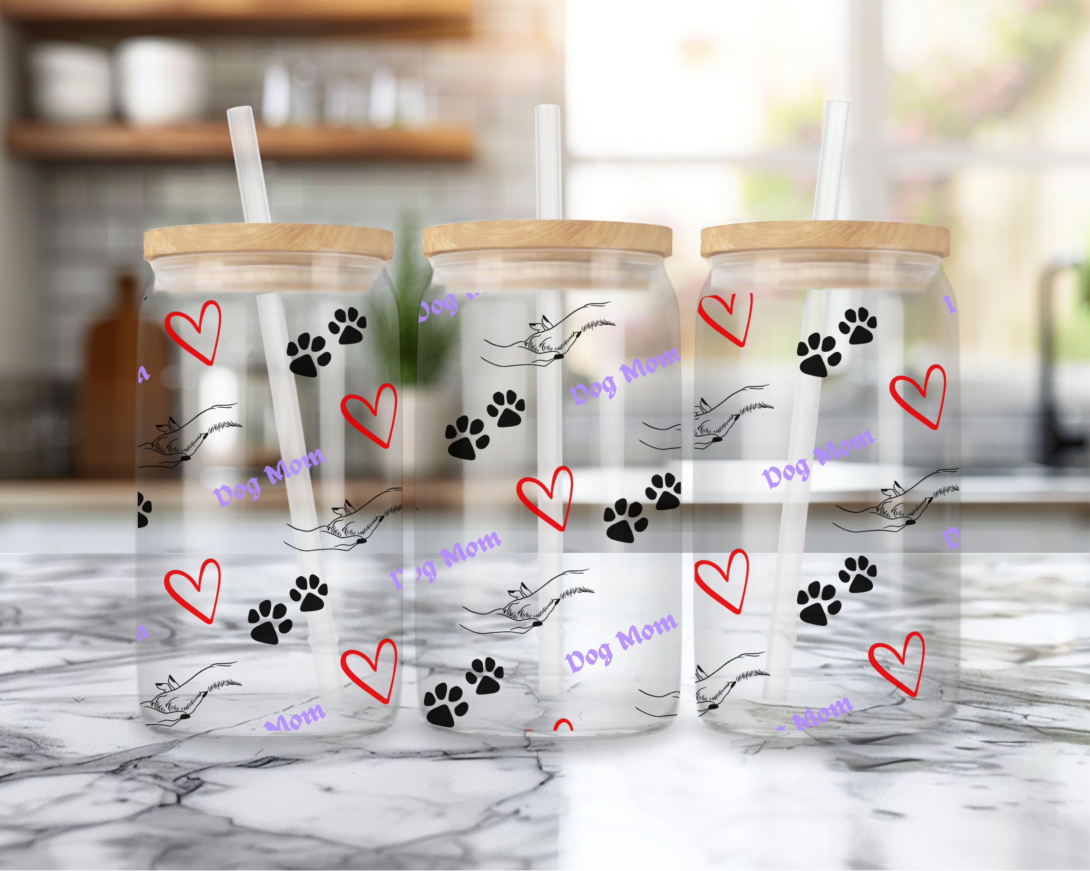 Cute Dog Mom Sipper Glass, 16oz product thumbnail image Cute Dog Mom Sipper Glass, 16oz product thumbnail image
