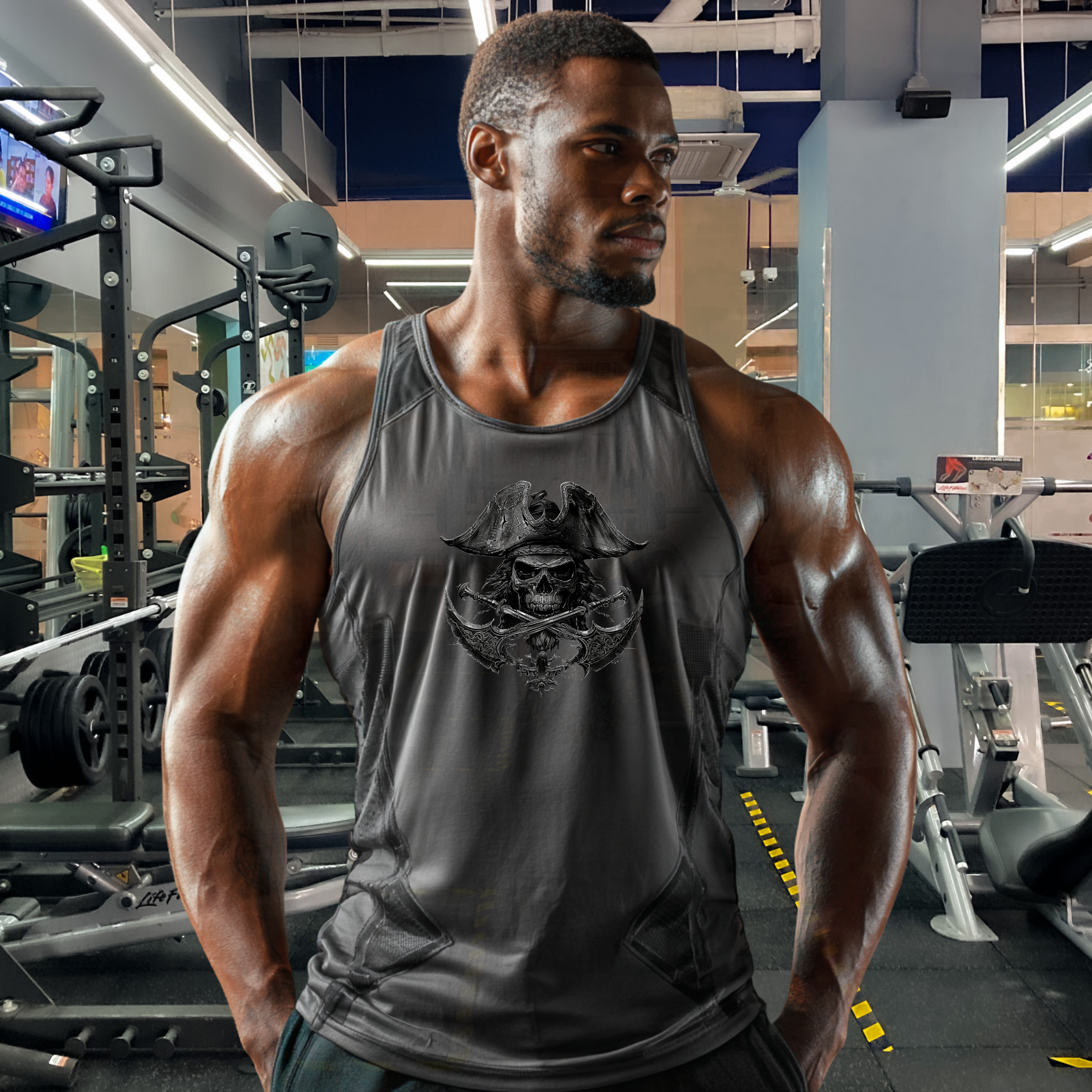 Pirate Skull with Sabres Jersey Tank Pirate Skull with Sabres Jersey Tank