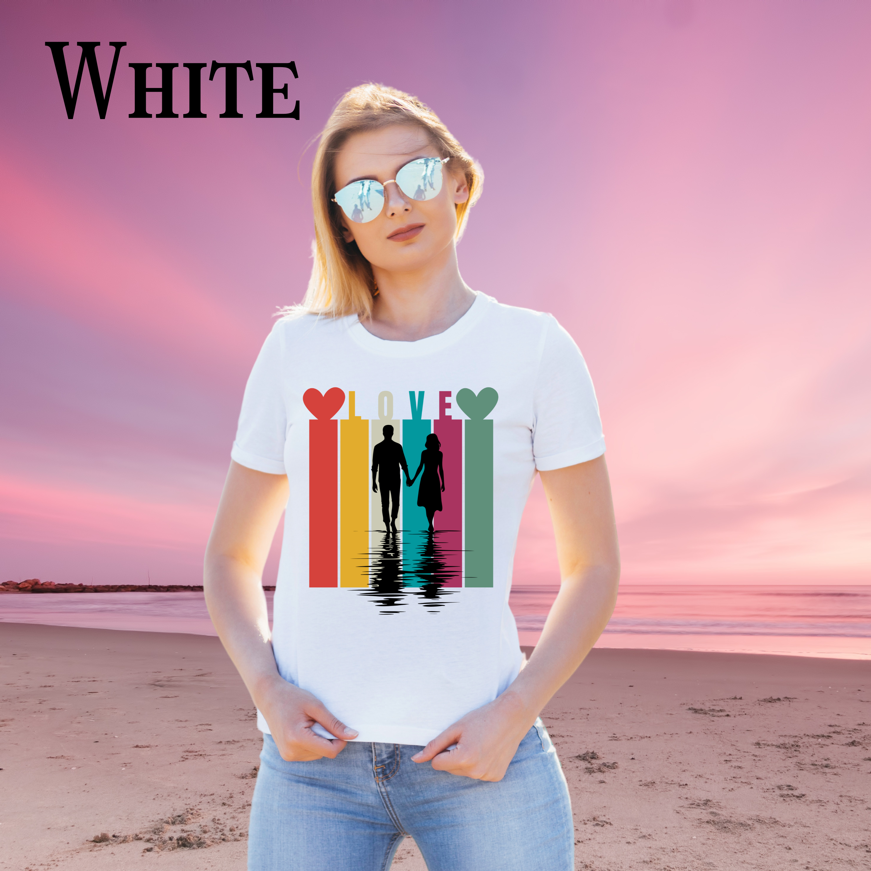 Colorful Love Graphic Unisex T-Shirt, Couple Shirt, Affection Tee, Relationship Gift, Valentine's Day Apparel, couples shirts product thumbnail image