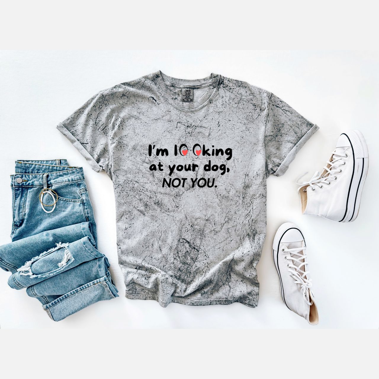 Funny "I'm Looking at Your Dog, Not You" Color Blast Unisex Tshirt