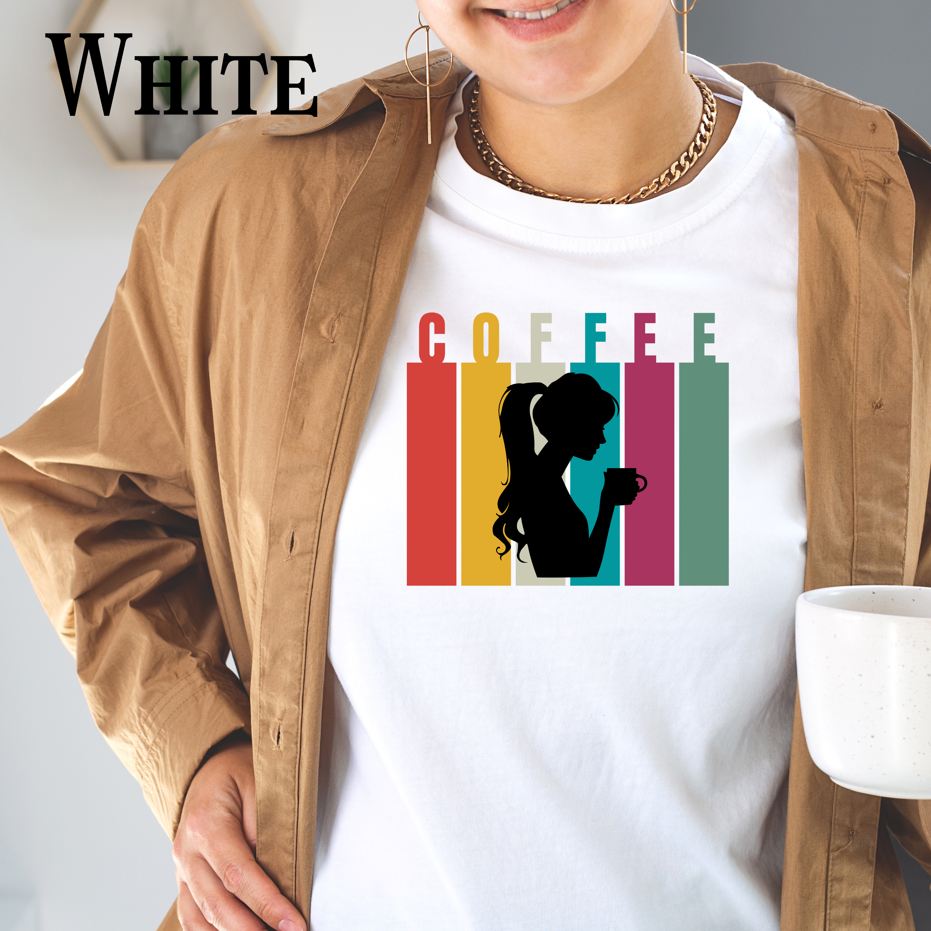 Coffee Lover's Unisex Softstyle T-Shirt - Vintage Coffee Silhouette Tee, Gift for Coffee Enthusiasts, Casual Wear, Fun Coffee Shirt product thumbnail image