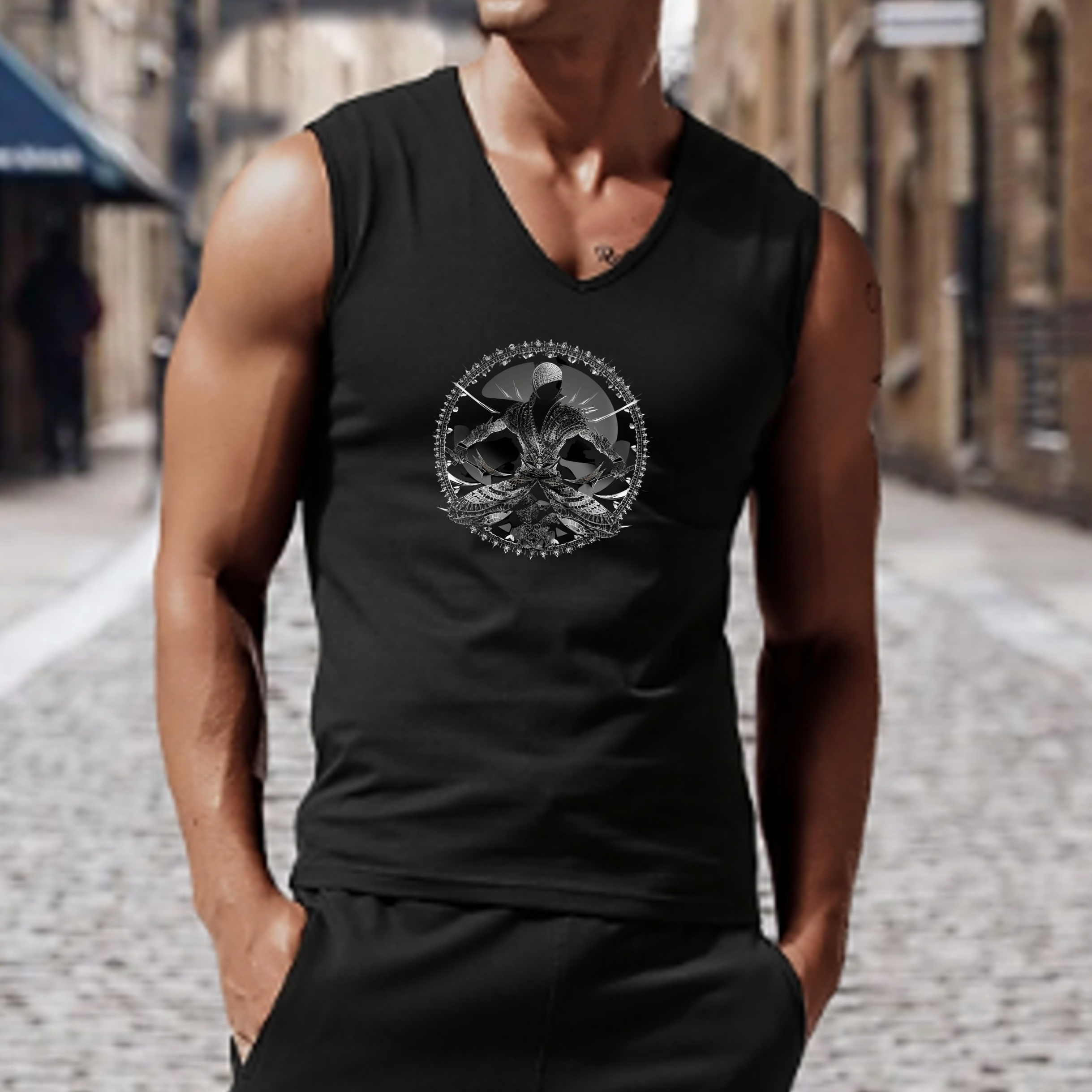 Ninja Warrior Portrait Unisex Jersey Tank product thumbnail image Ninja Warrior Portrait Unisex Jersey Tank product thumbnail image