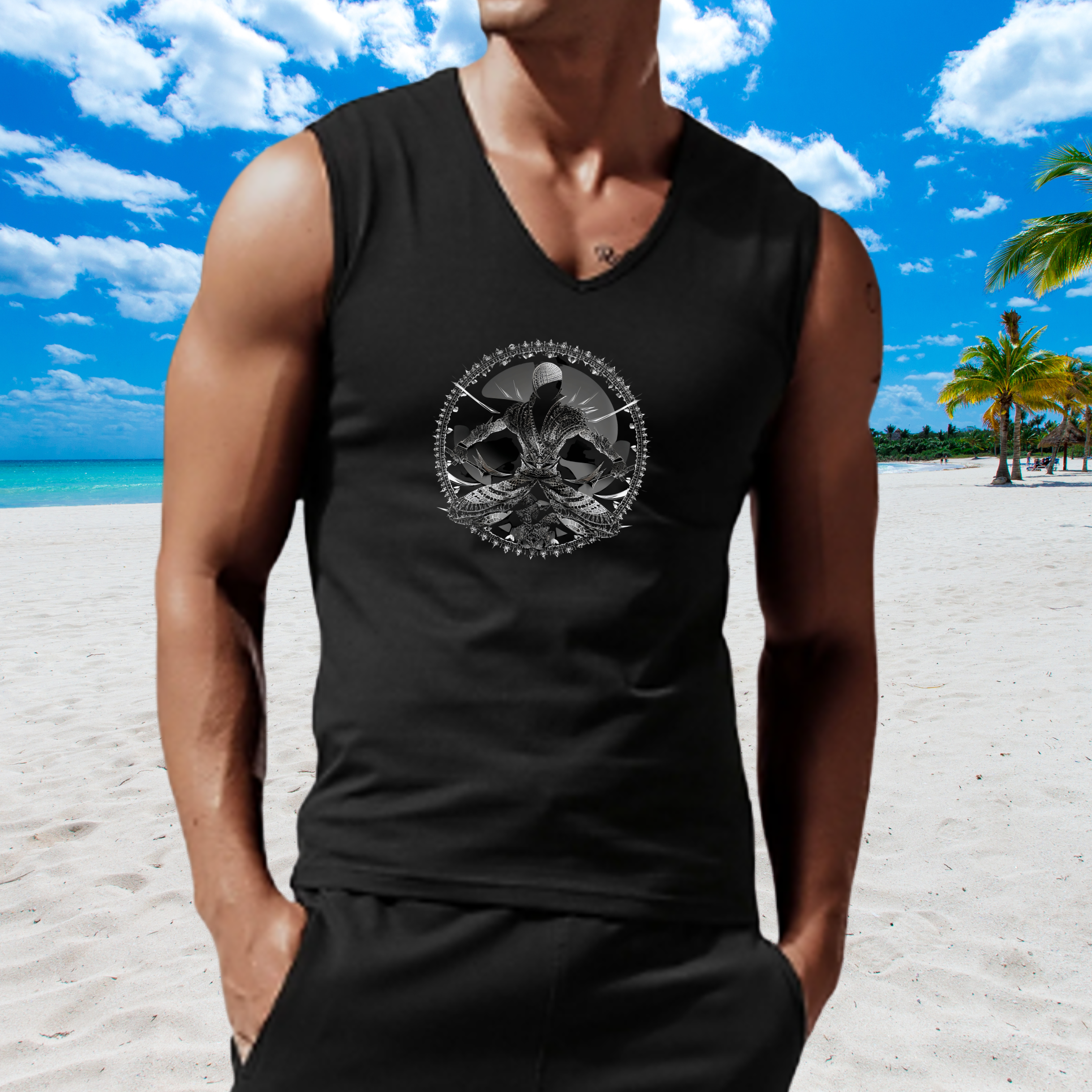 Ninja Warrior Portrait Unisex Jersey Tank product thumbnail image Ninja Warrior Portrait Unisex Jersey Tank product thumbnail image