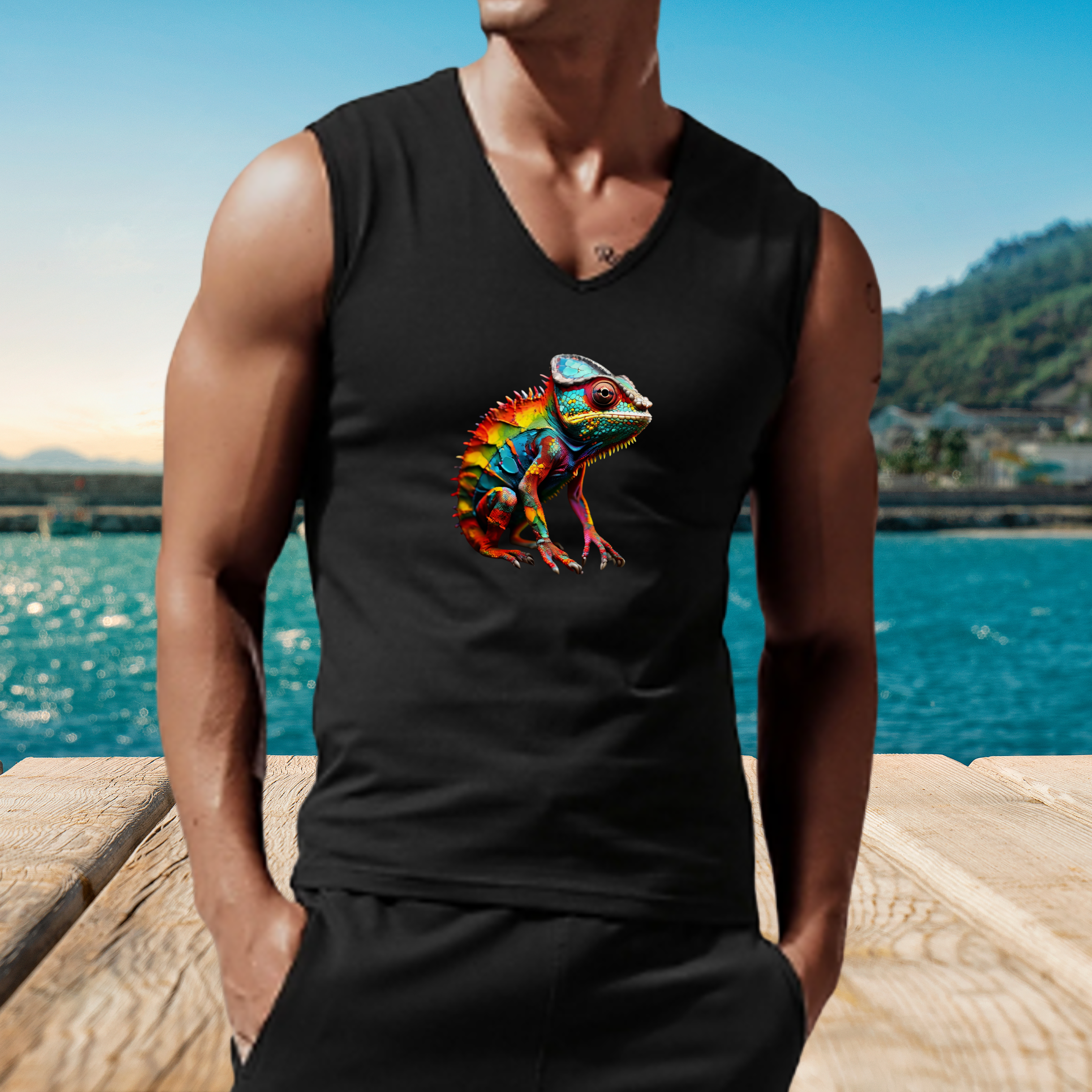 Chameleon Color Portrait Unisex Jersey Tank product thumbnail image Chameleon Color Portrait Unisex Jersey Tank product thumbnail image