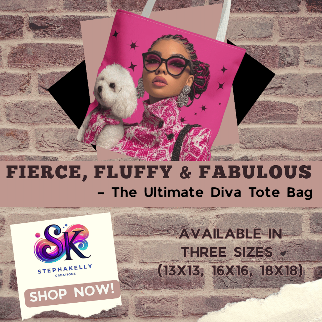 Fierce, Fluffy &amp; Fabulous – The Ultimate Diva Tote Bag (AOP)