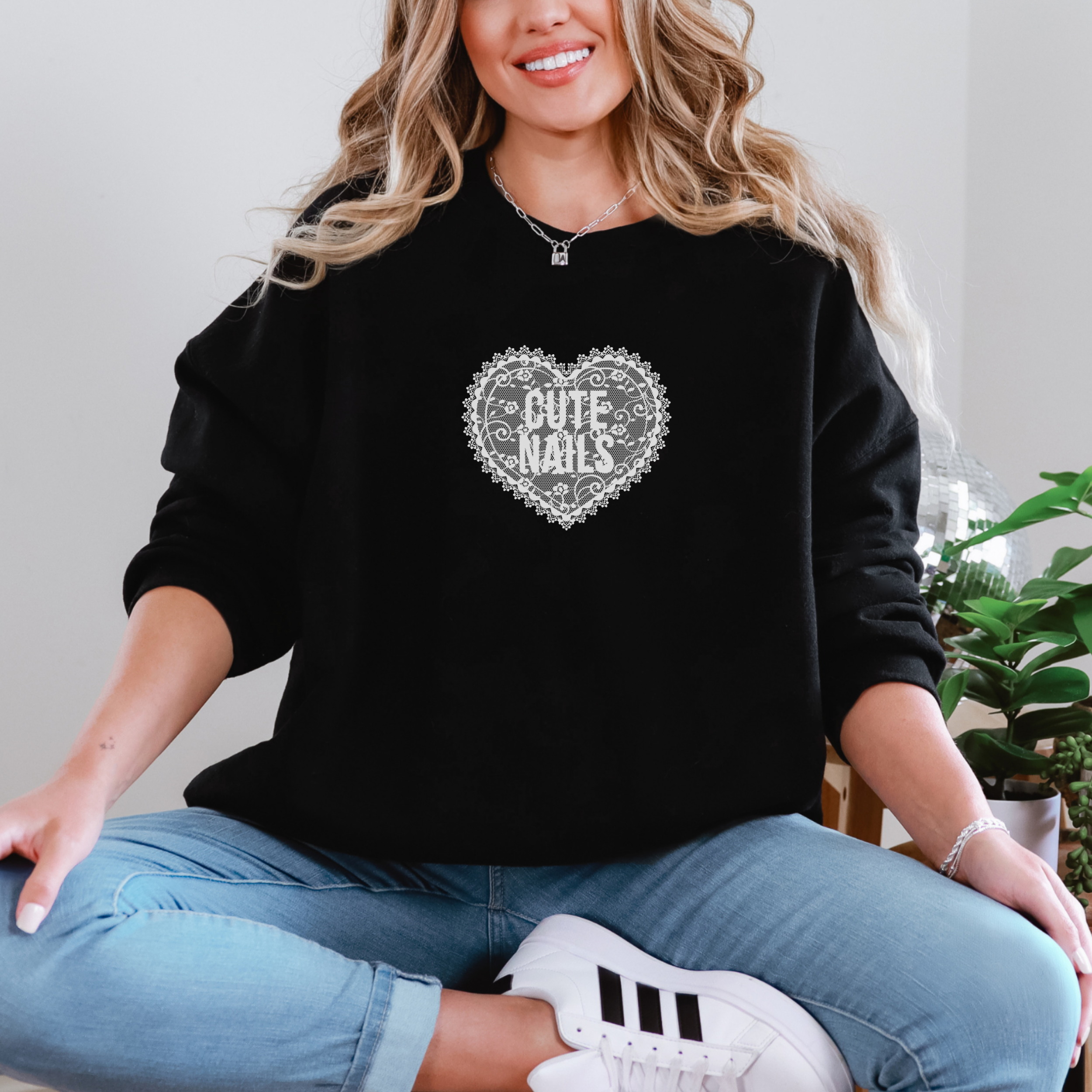 Cute Nails Lace Sweatshirt