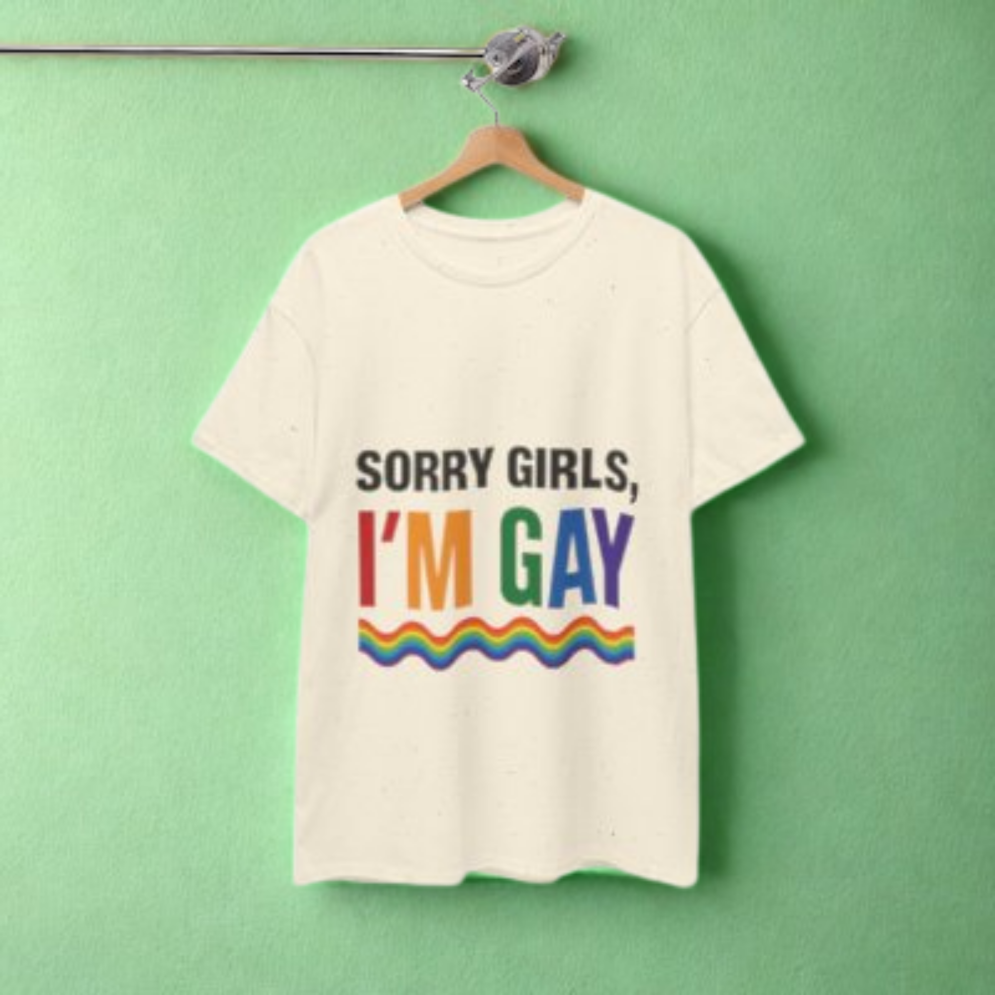 Sorry Girls I'm Gay Shirt Pride Statement Tee LGBTQ+ Rainbow Graphic Funny Coming Out Gift Unisex Fit Queer Apparel product thumbnail image Sorry Girls I'm Gay Shirt Pride Statement Tee LGBTQ+ Rainbow Graphic Funny Coming Out Gift Unisex Fit Queer Apparel product thumbnail image