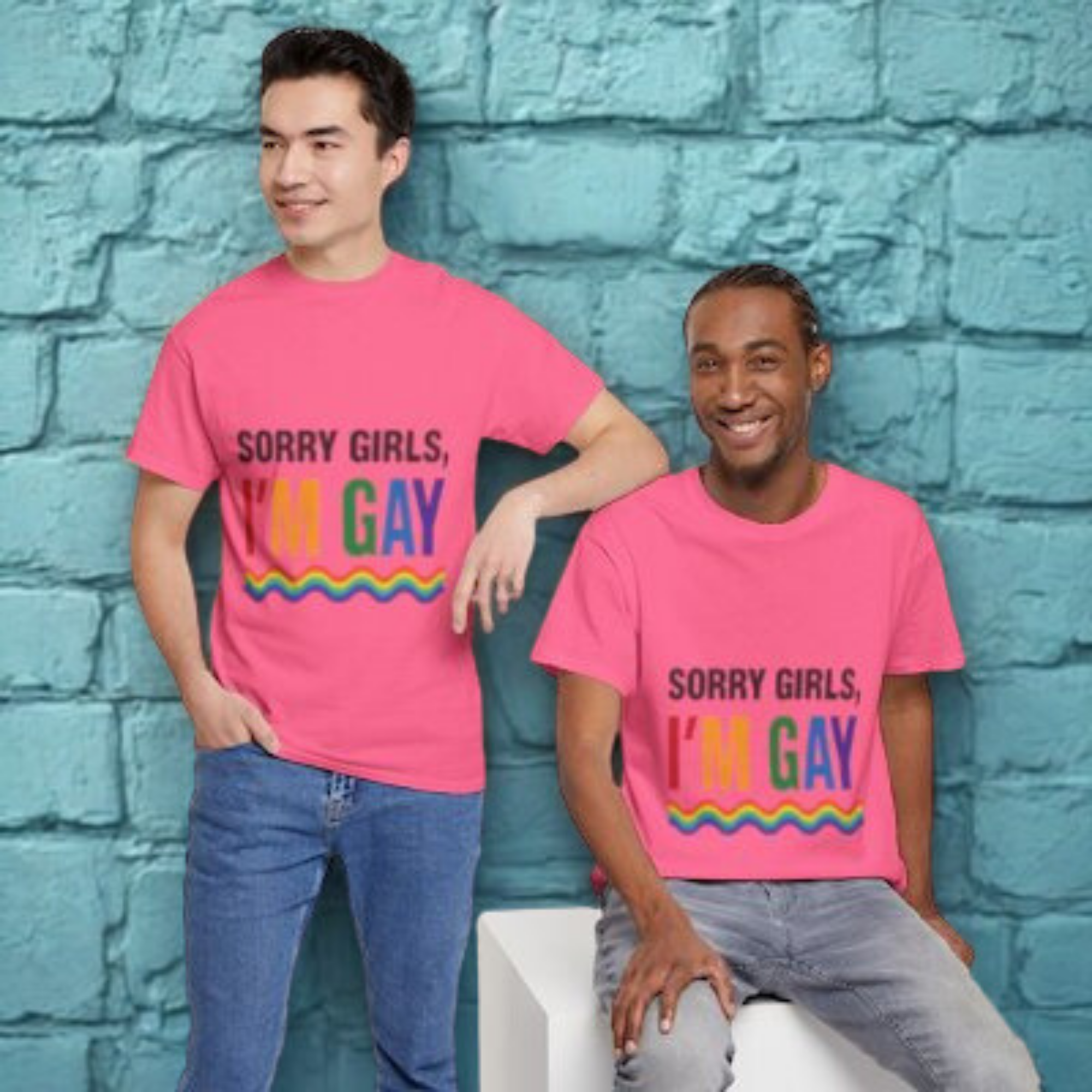 Sorry Girls I'm Gay Shirt Pride Statement Tee LGBTQ+ Rainbow Graphic Funny Coming Out Gift Unisex Fit Queer Apparel product thumbnail image Sorry Girls I'm Gay Shirt Pride Statement Tee LGBTQ+ Rainbow Graphic Funny Coming Out Gift Unisex Fit Queer Apparel product thumbnail image