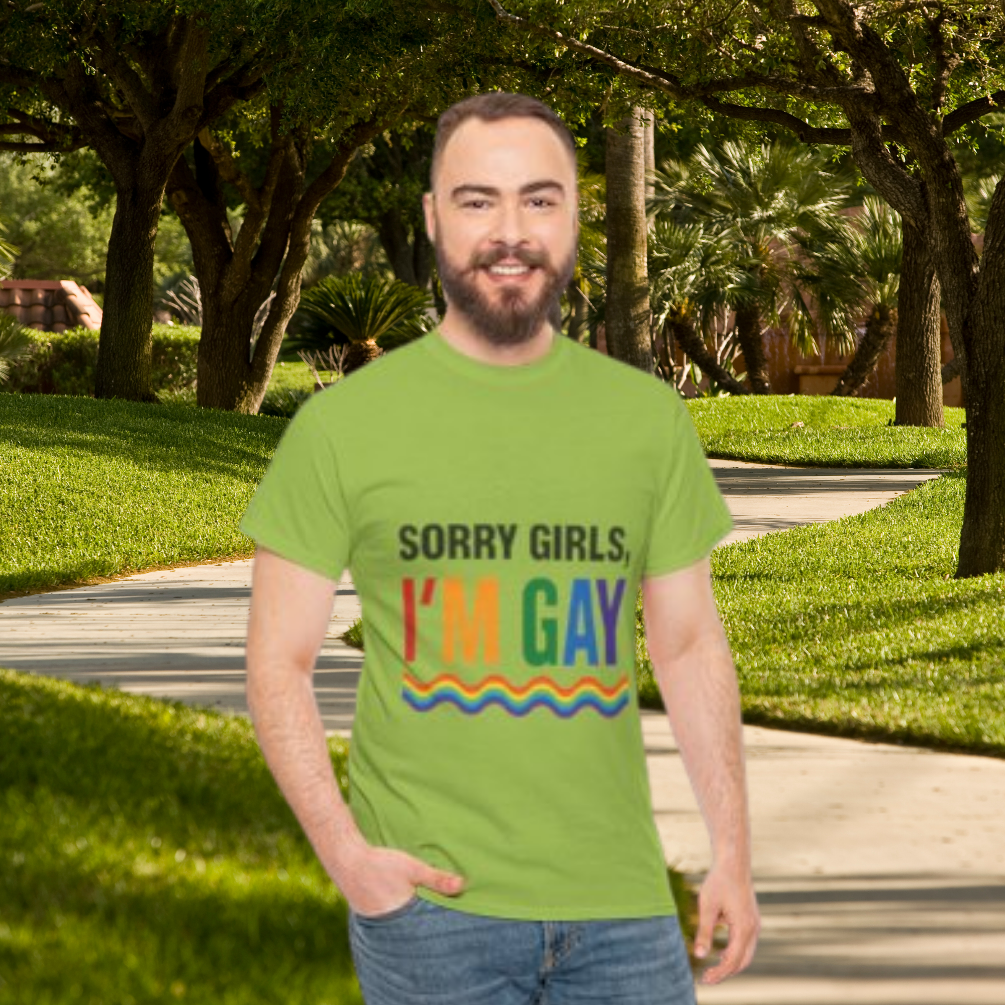 Sorry Girls I'm Gay Shirt Pride Statement Tee LGBTQ+ Rainbow Graphic Funny Coming Out Gift Unisex Fit Queer Apparel product thumbnail image Sorry Girls I'm Gay Shirt Pride Statement Tee LGBTQ+ Rainbow Graphic Funny Coming Out Gift Unisex Fit Queer Apparel product thumbnail image