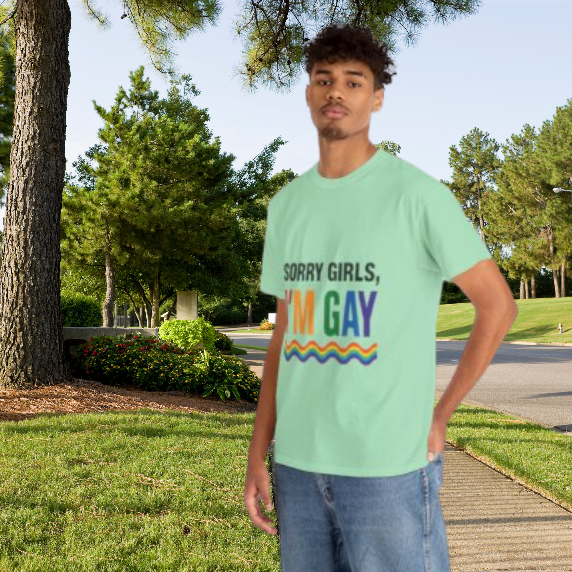 Sorry Girls I'm Gay Shirt Pride Statement Tee LGBTQ+ Rainbow Graphic Funny Coming Out Gift Unisex Fit Queer Apparel product thumbnail image Sorry Girls I'm Gay Shirt Pride Statement Tee LGBTQ+ Rainbow Graphic Funny Coming Out Gift Unisex Fit Queer Apparel product thumbnail image