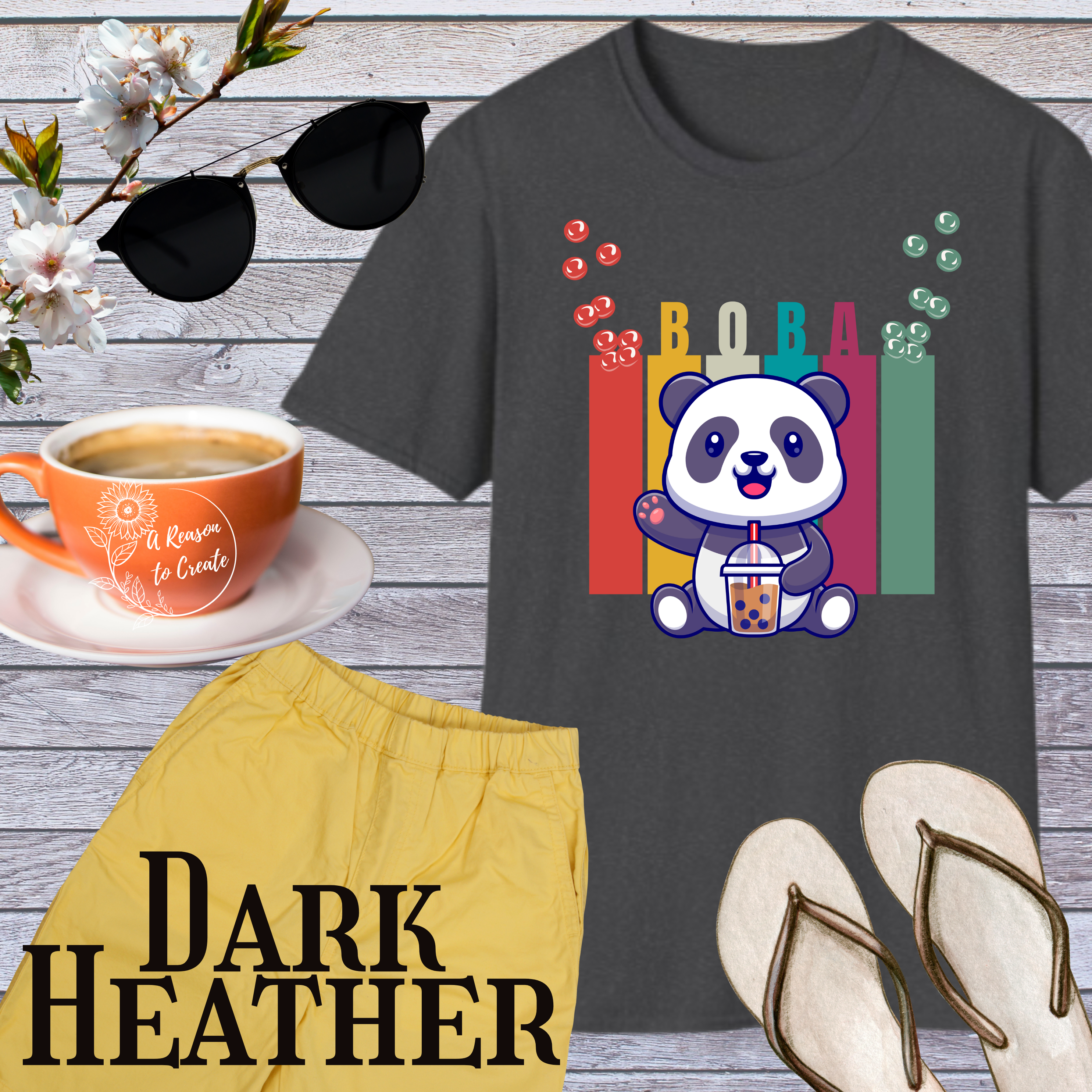 Cute Panda Boba T-Shirt, Unisex Tee, Softstyle Shirt, Bubble Tea Lover Gift, Adorable Animal Tee, Cute Graphic Tee product thumbnail image