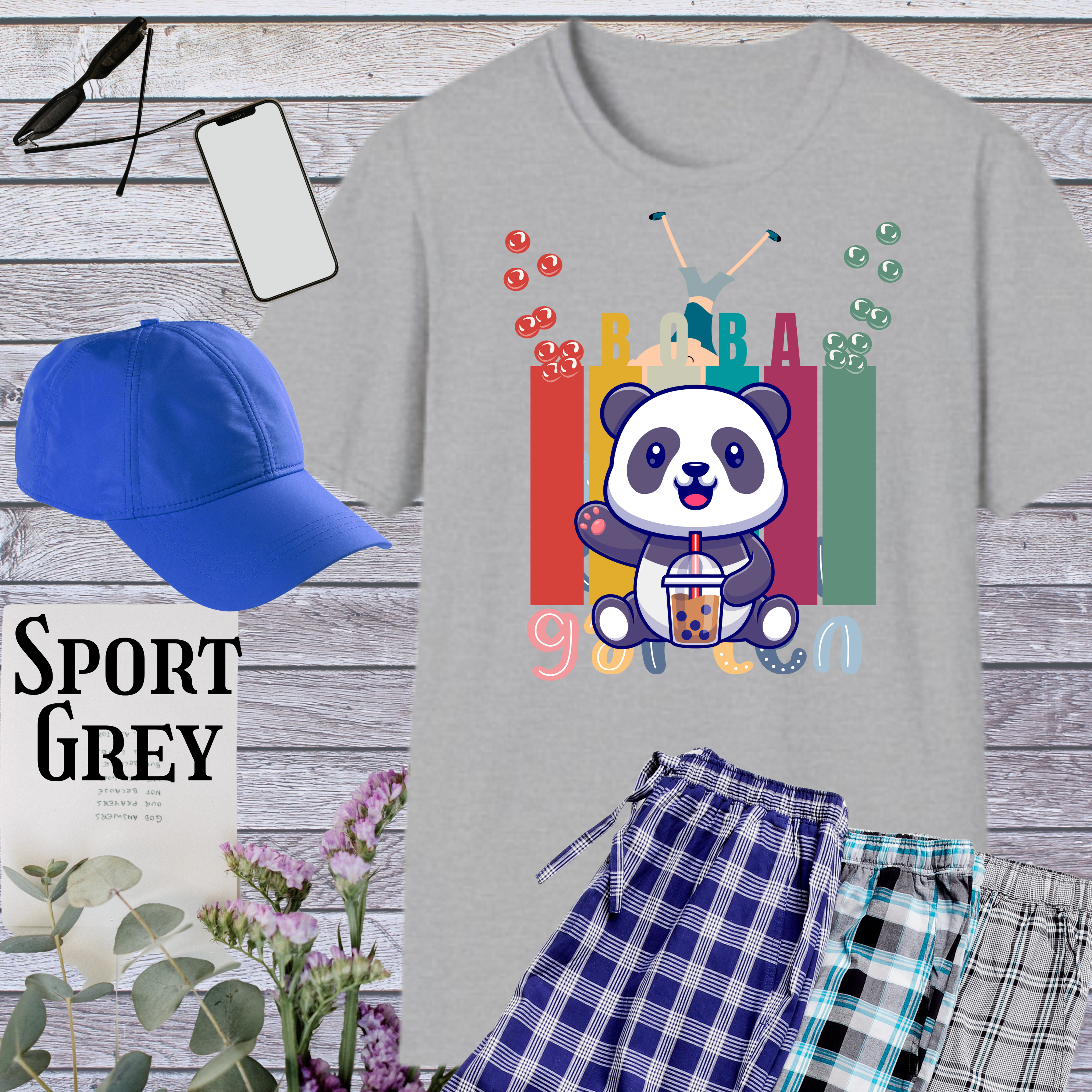 Cute Panda Boba T-Shirt, Unisex Tee, Softstyle Shirt, Bubble Tea Lover Gift, Adorable Animal Tee, Cute Graphic Tee product thumbnail image