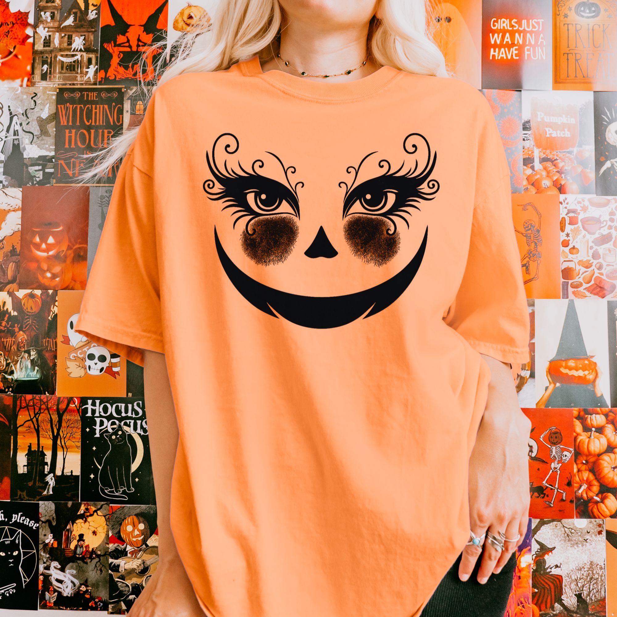 Glam Pumpkin Face T-shirt