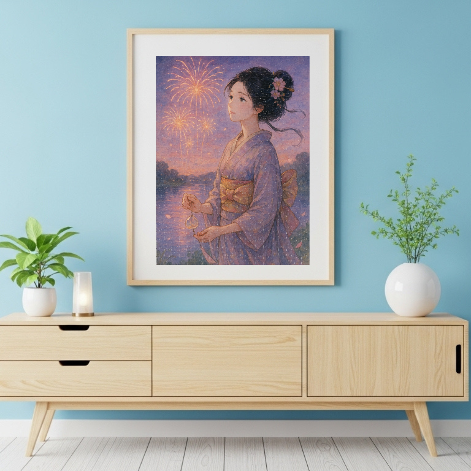 Kimono Beauty Puzzle – Lavender Kimono &amp; Summer Fireworks (252 / 500 / 1000 Pieces) product thumbnail image